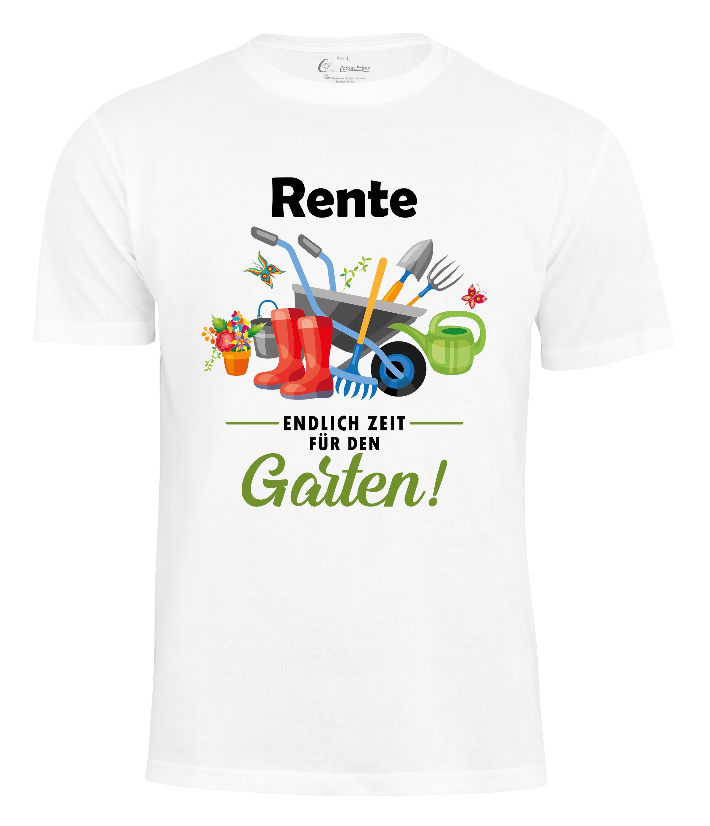 Cotton Prime® T-Shirt Rente - Endlich Zeit für den Garten Weiss | T-Shirts