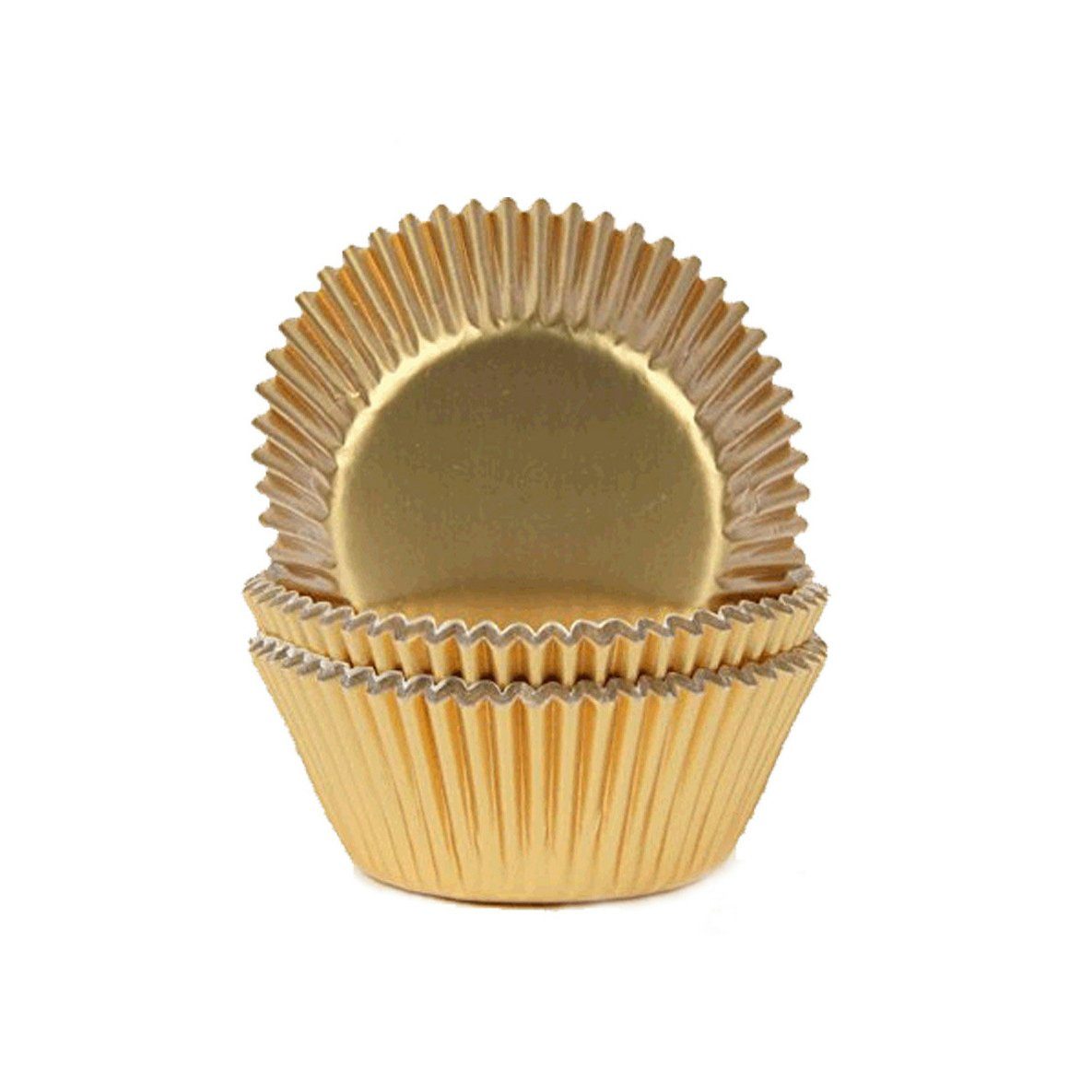 Miss Bakery's House Muffinform Papierbackförmchen Folie - Ø 50 mm x 30 mm, (Gold 50-tlg), Standardgröße rund, backofenfest