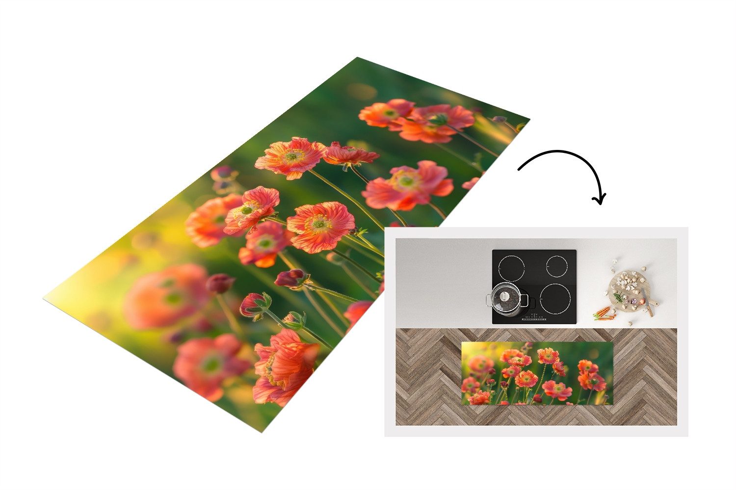 MuchoWow Küchenläufer Blumenfeld - Sonnenstrahlen - günstig online kaufen