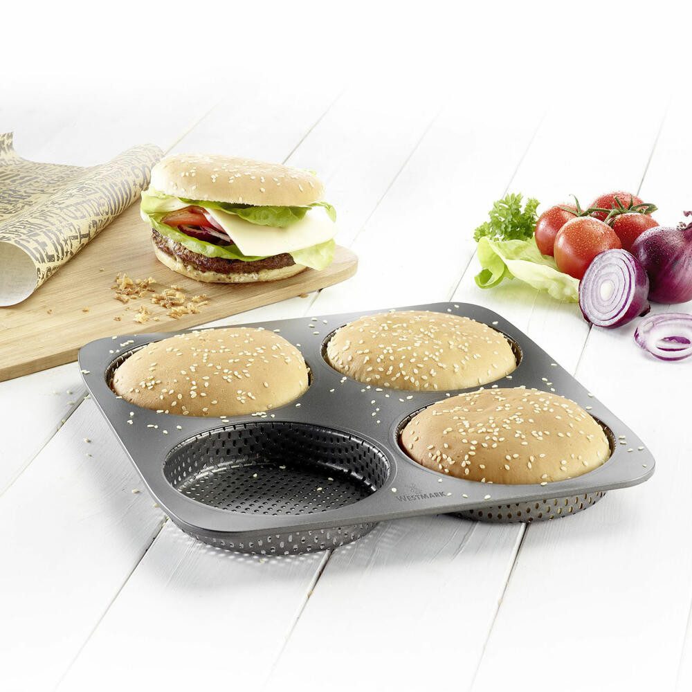 WESTMARK Backblech / Burger-Brötchenbackblech inkl. Teigkarte mit Skala, Set, Stahl, Xylan, Edelstahl, (Set), 2tlg. Set