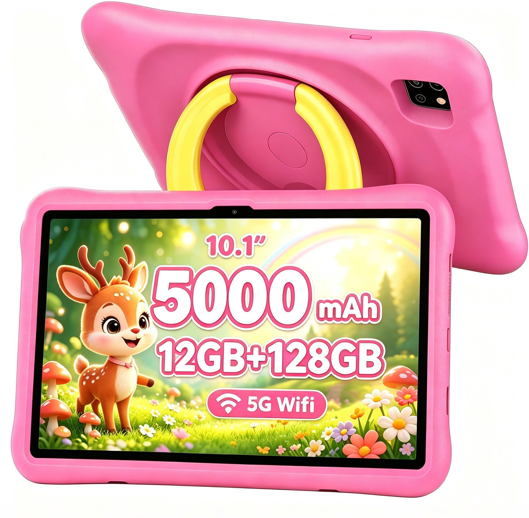 blackview Kinder Tablet 10 Zoll mit Schutzhülle, Android, WLAN, Elternkontrolle Tablet (10.1", 128 GB, Android 14, WLAN (Wi-Fi), Android 14, HD+ Display, 128GB, 5100 mAh,5G WiFi/WIFI 6/Gemini AI)