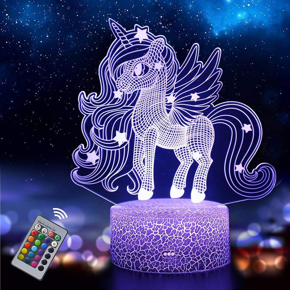 Jormftte LED Nachttischlampe Einhorn-Nachtlicht für machen 3D-Effekte, Erzeugen den Sie Spaß Kinder, viel Kindern die lebendige