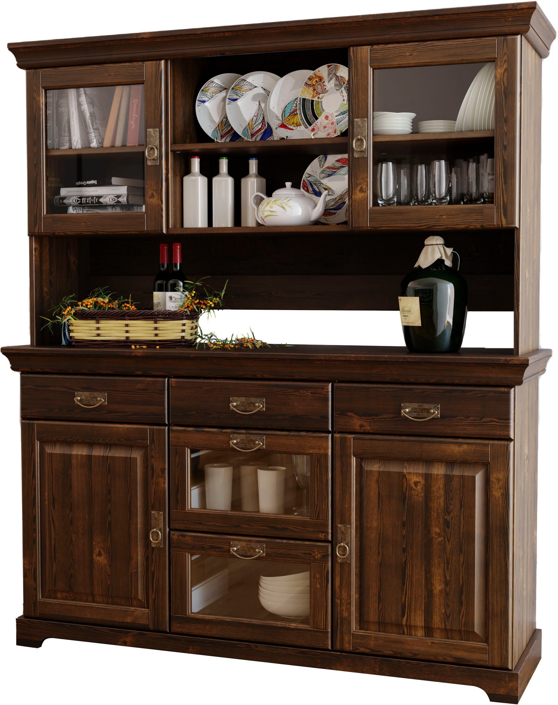 Massivholz, aus Landhausstil im Ruegen dunkelbraun Buffet Home affaire