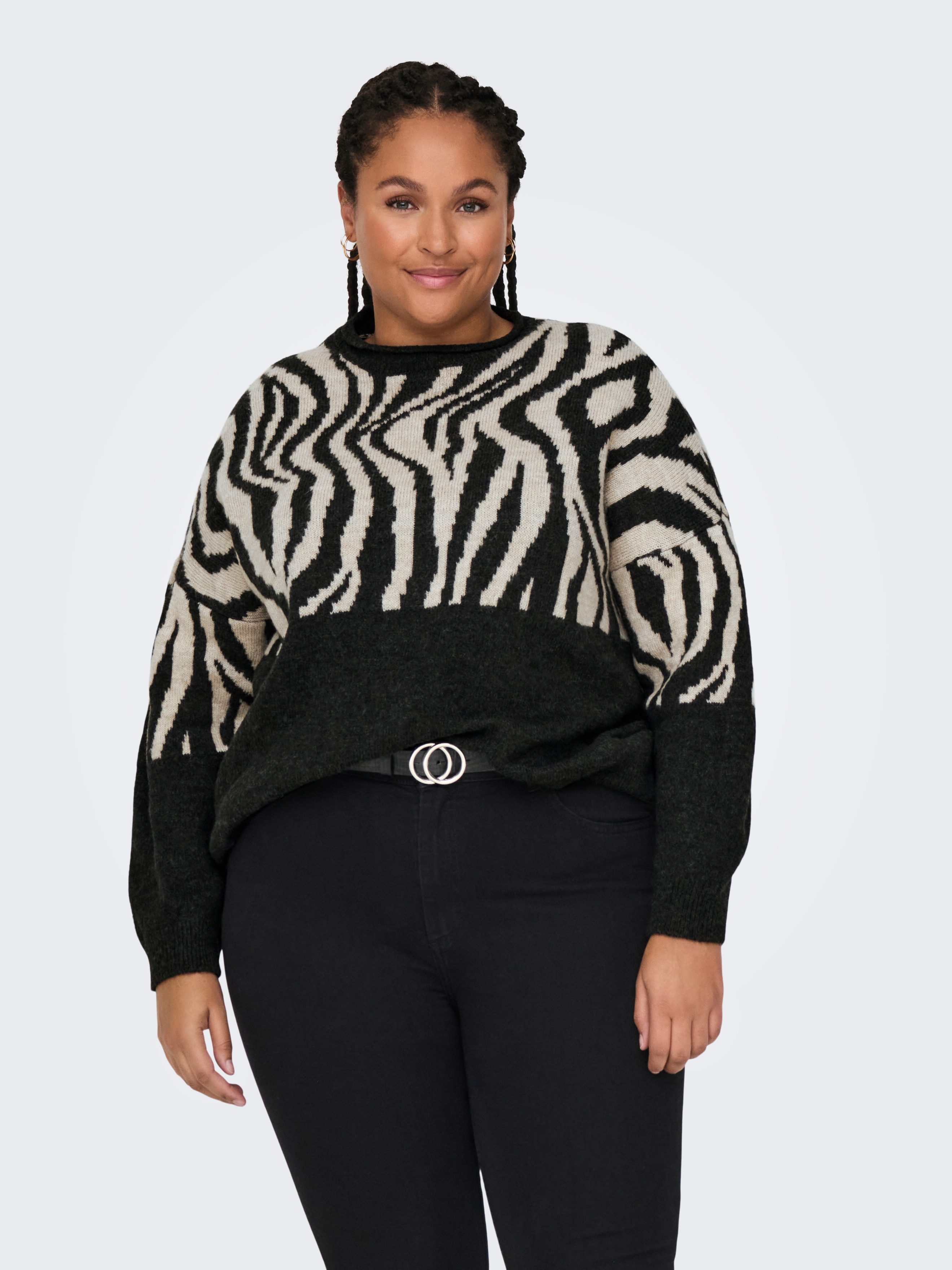 ONLY CARMAKOMA Rundhalspullover CARJADE ZEBRA L/S günstig online kaufen