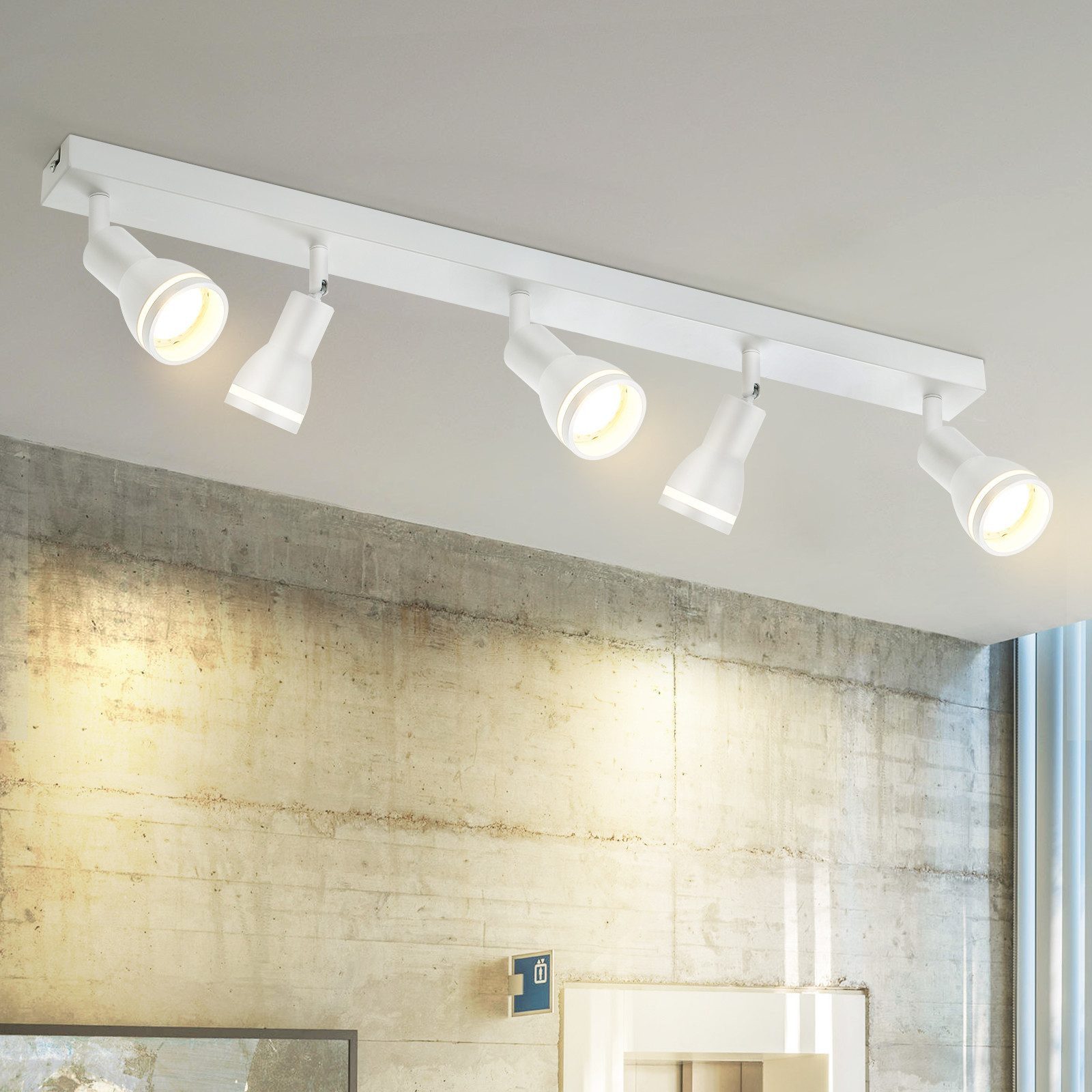 ZMH Deckenstrahler 5-Flammig Deckenlampe Einstellbar Metall für Esszimmer Wohnzimmer, Hohe Flexibilität, ohne Leuchtmittel