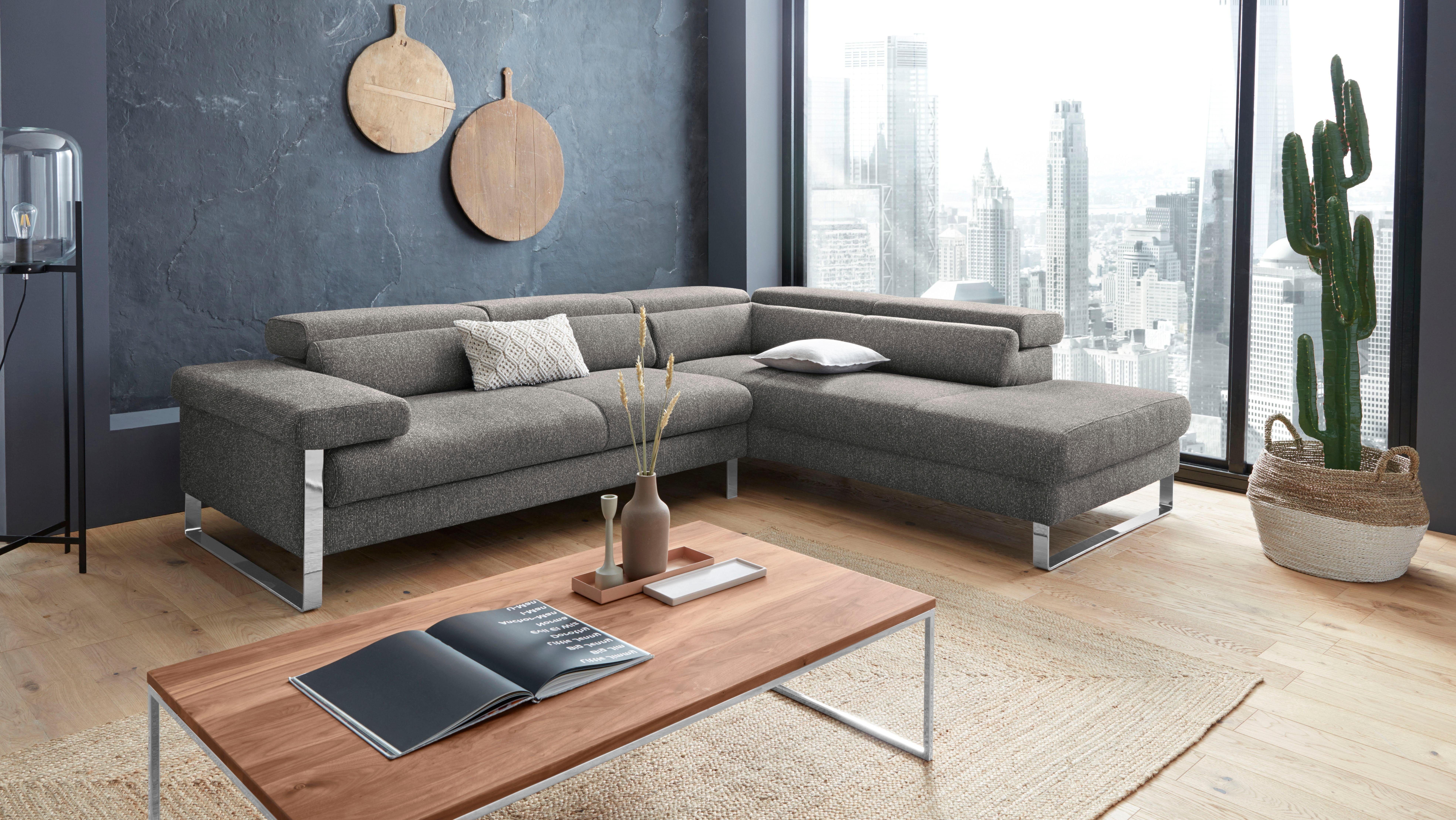 finn, Chrom Breite Ecksofa cm 281 Award glänzend, Design Fußgestell W.SCHILLIG 2016, German