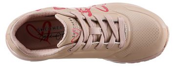 Skechers UNO DRIPPING IN LOVE Sneaker mit Herzen-Graffity-Print, Freizeitschuh, Halbschuh, Schnürschuh