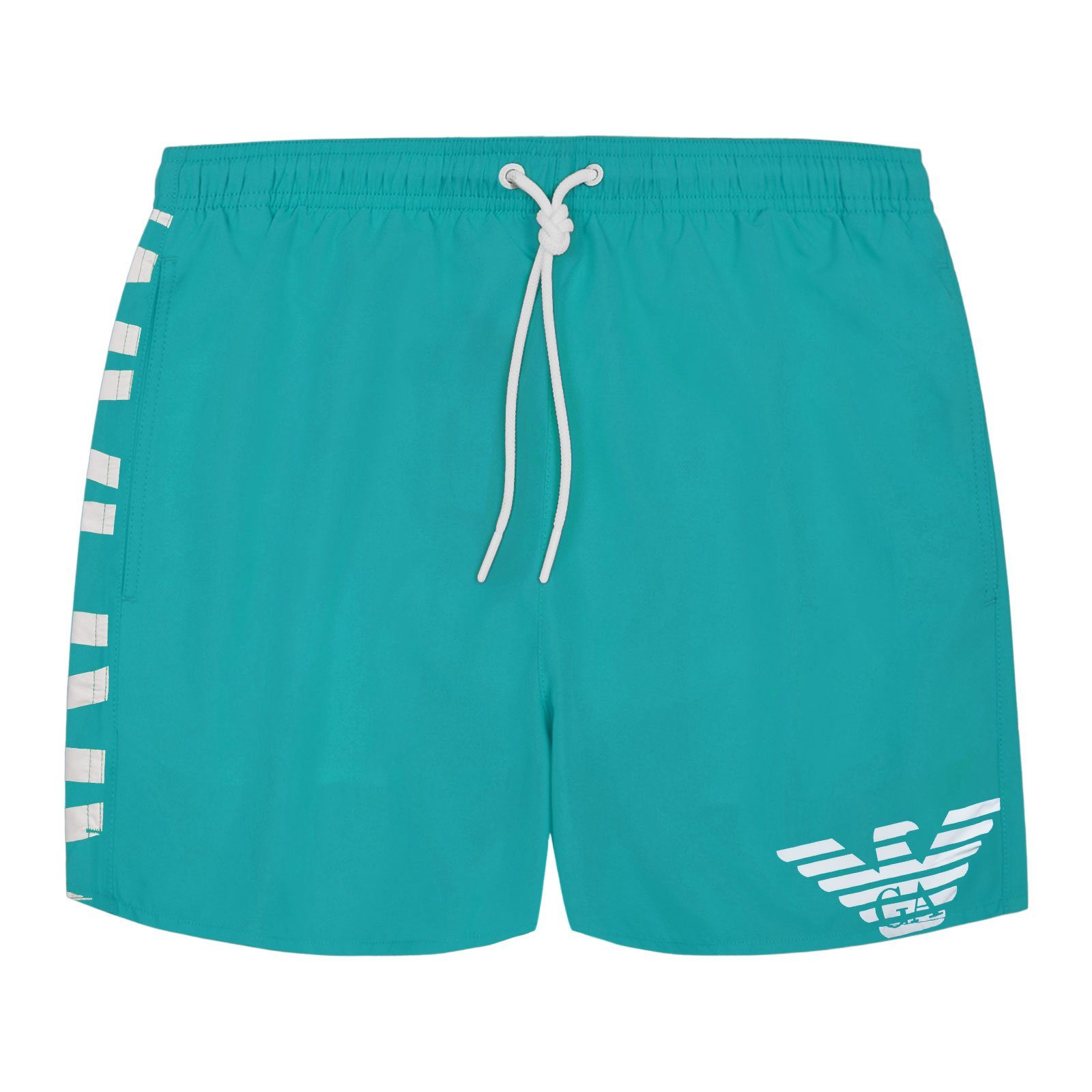 Emporio Armani Boxer-Badehose Mid Boxer Beachwear mit plakativem Markenschriftzug 22732 turquoise / vertical logo