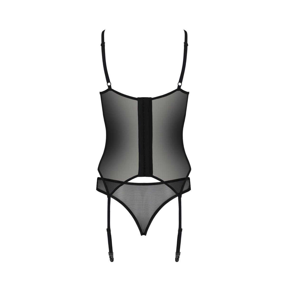 Passion Eco Collection Corsage PE ECO Selaginella corset & thong black - (L/XL,S/