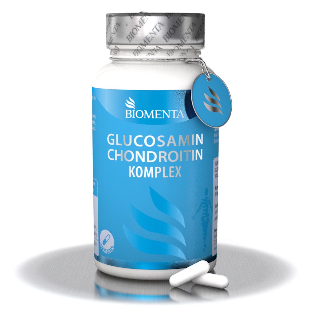 BIOMENTA Glucosamin + Chondroitin Komplex - 90 Knochen Kapseln (Zink, Hyaluron) Kapseln, 60 St., 54 g