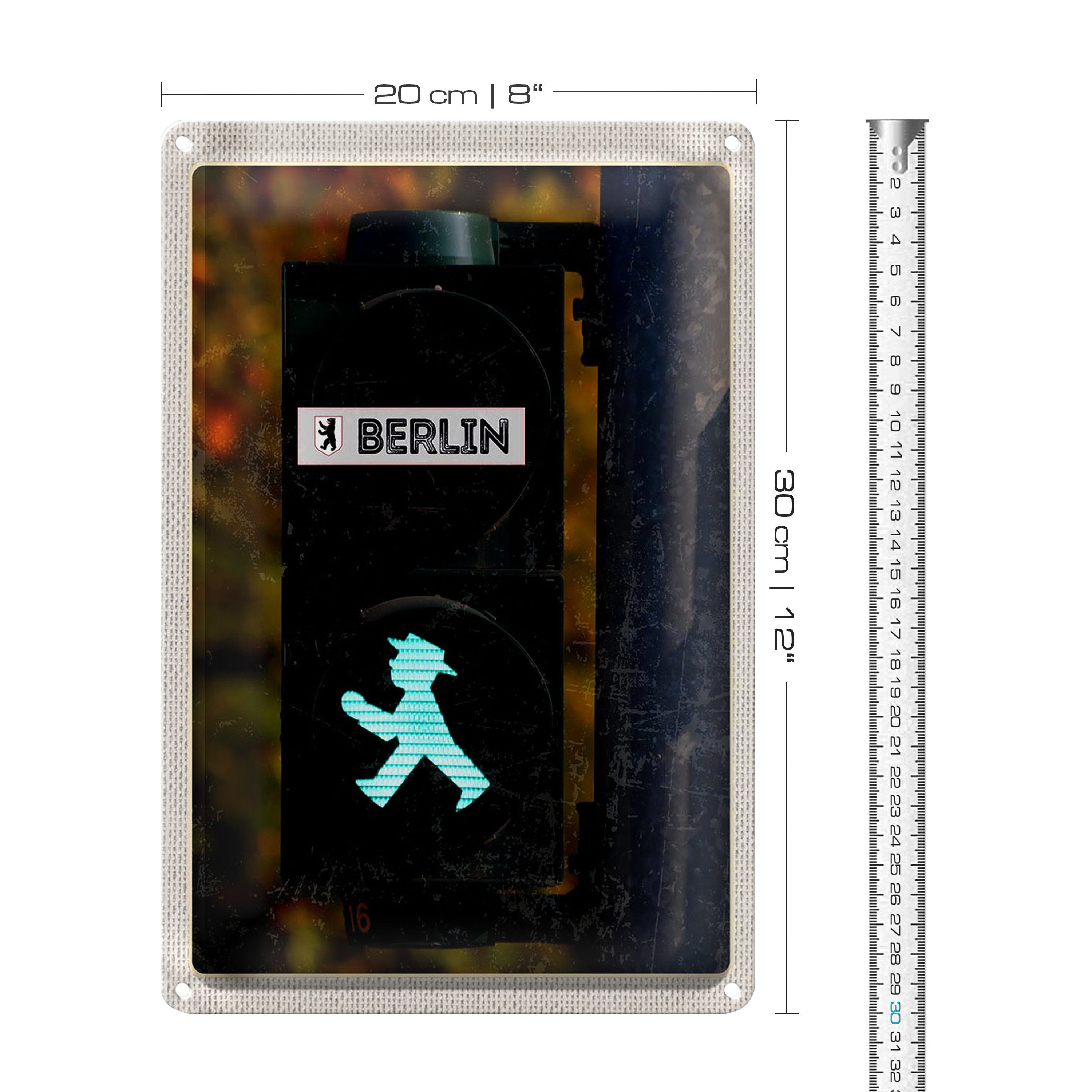 Roomando Metallschild Blechschild Reise 20x30cm Berlin Deutschland Ampel Reise