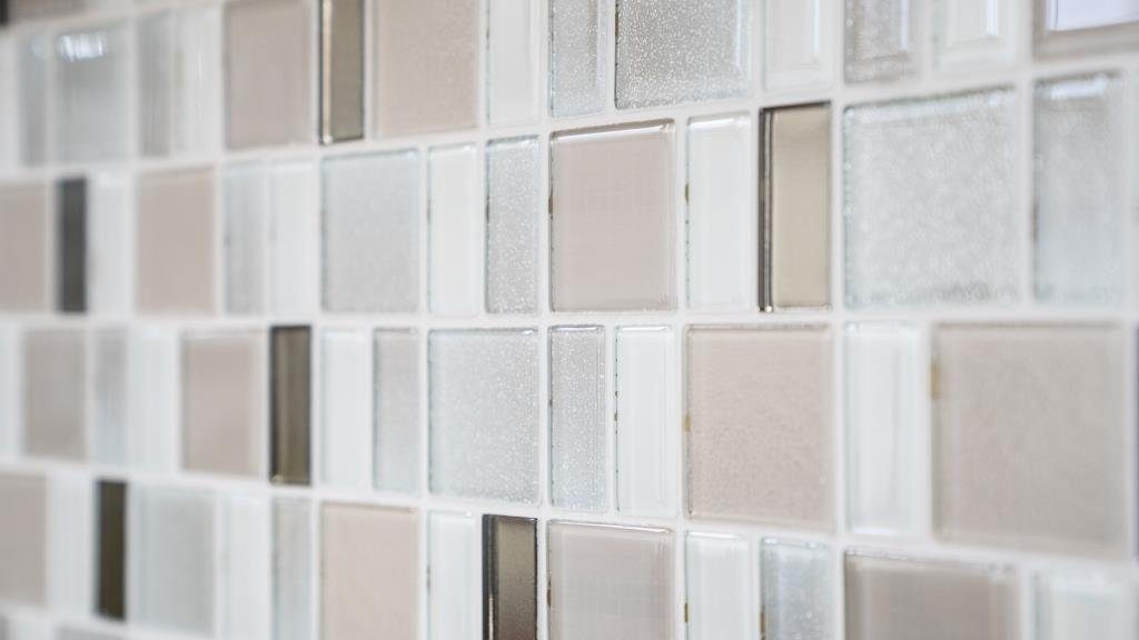 Fliesenspiegel Glasmosaik cream Mosaikfliesen beige Mosani Mosaikfliesen