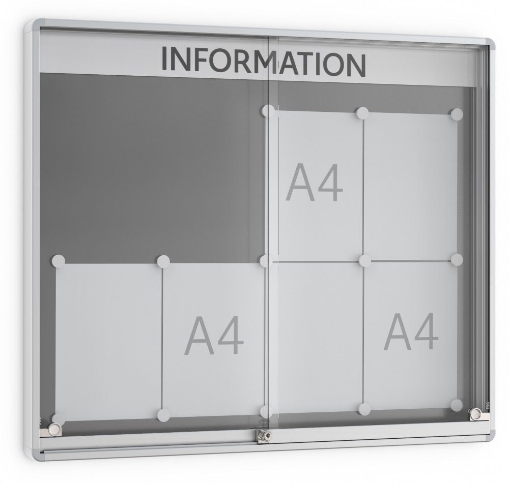 König Werbeanlagen Rahmen Top präsentiert: Der Premium-Schiebetürschaukasten SR 8 - 8 x DIN A4 - Einseitig - 60 mm Bautiefe - Vitrine