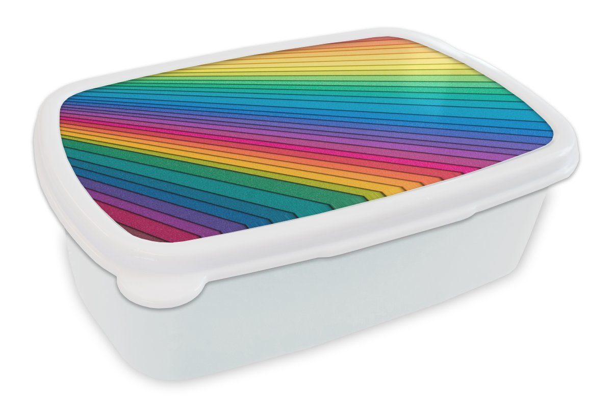 MuchoWow Lunchbox Regenbogenfarbenes Papier, Kunststoff, (2-tlg), Brotbox für Kinder und Erwachsene, Brotdose, für Jungs und Mädchen weiß