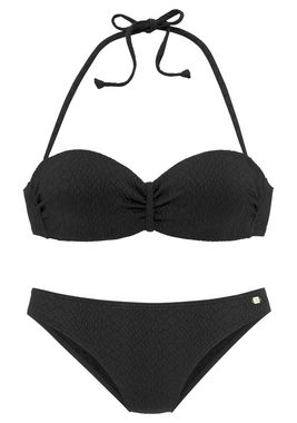 JETTE Bügel-Bandeau-Bikini aus modischer Struckturware