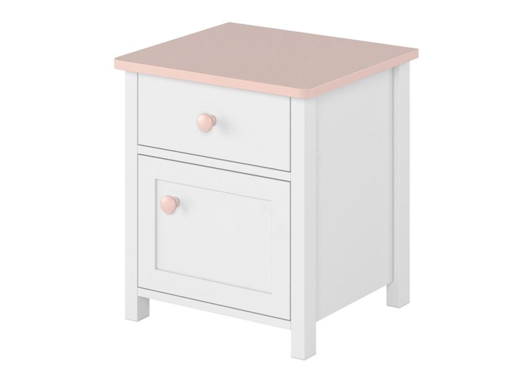 Compleo Nachttisch Nachtkommode LARA für Mädchen Kinderzimmer rosa und weiß