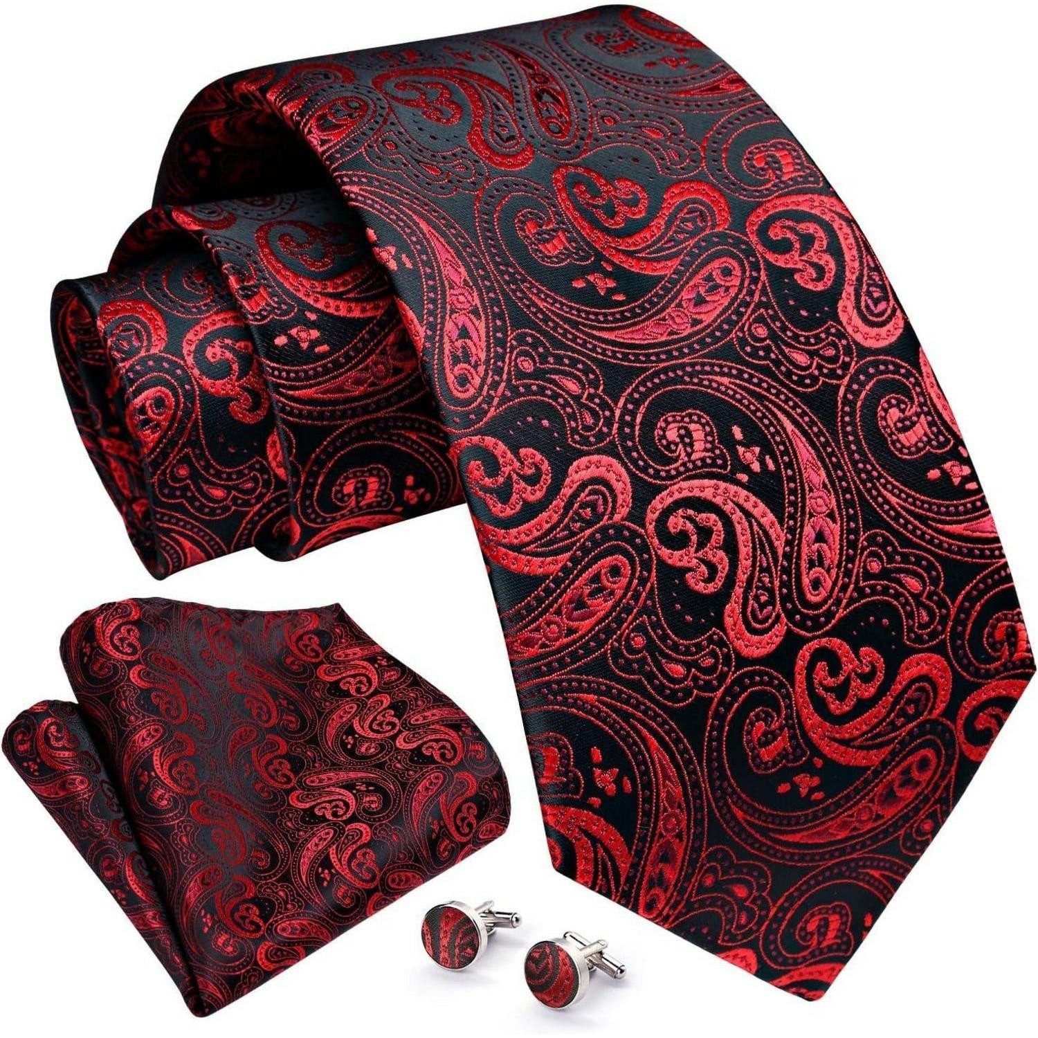 LuxusKollektion Krawatte Krawatte Herren Paisley Hochzeit Rot Schwarz Einheitsgröße