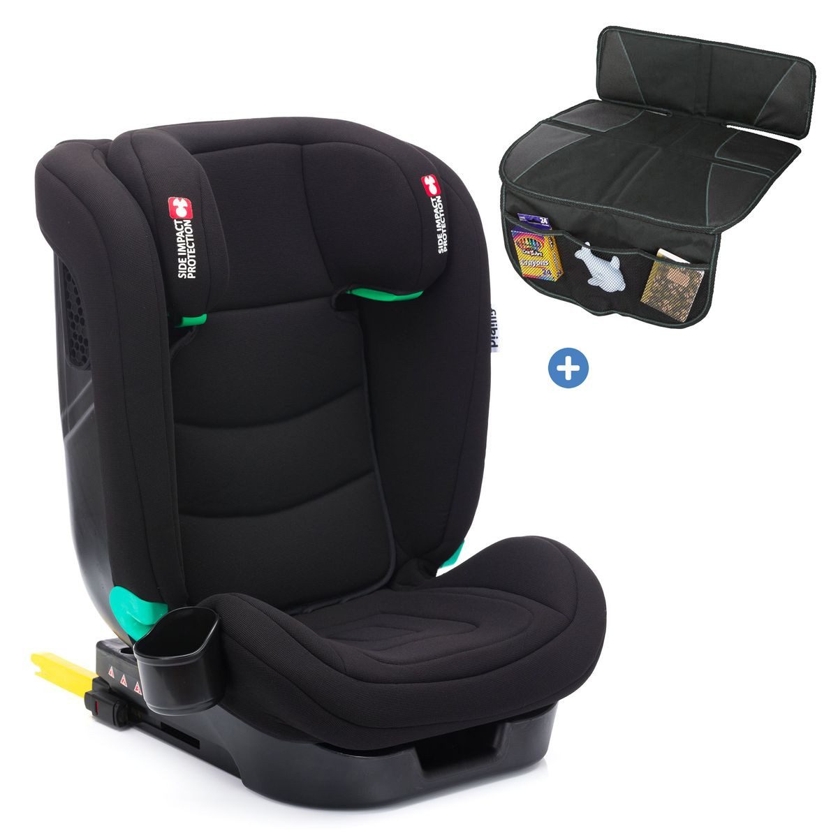 Fillikid Autokindersitz Elli Pro i-Size - Schwarz, ab: 3 Jahren, bis: 12 Jahren, Kinder Autositz ab 3 Jahre - 12 Jahre mit Isofix & Polsterschutz