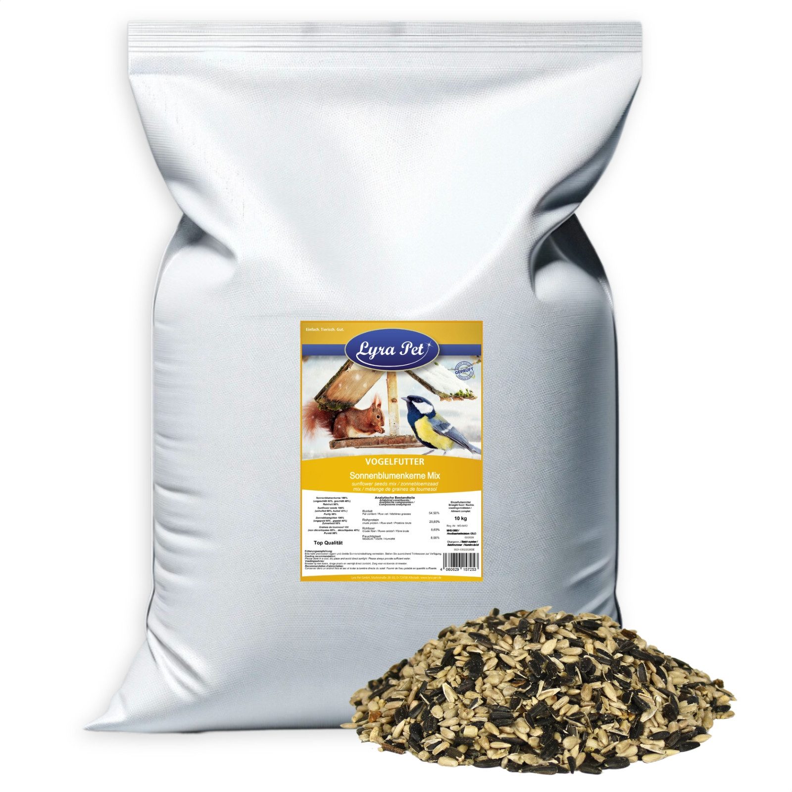 Lyra Pet 10 kg Lyra Pet® Sonnenblumenkerne Mix Vogelfutter, für: Wildvogel