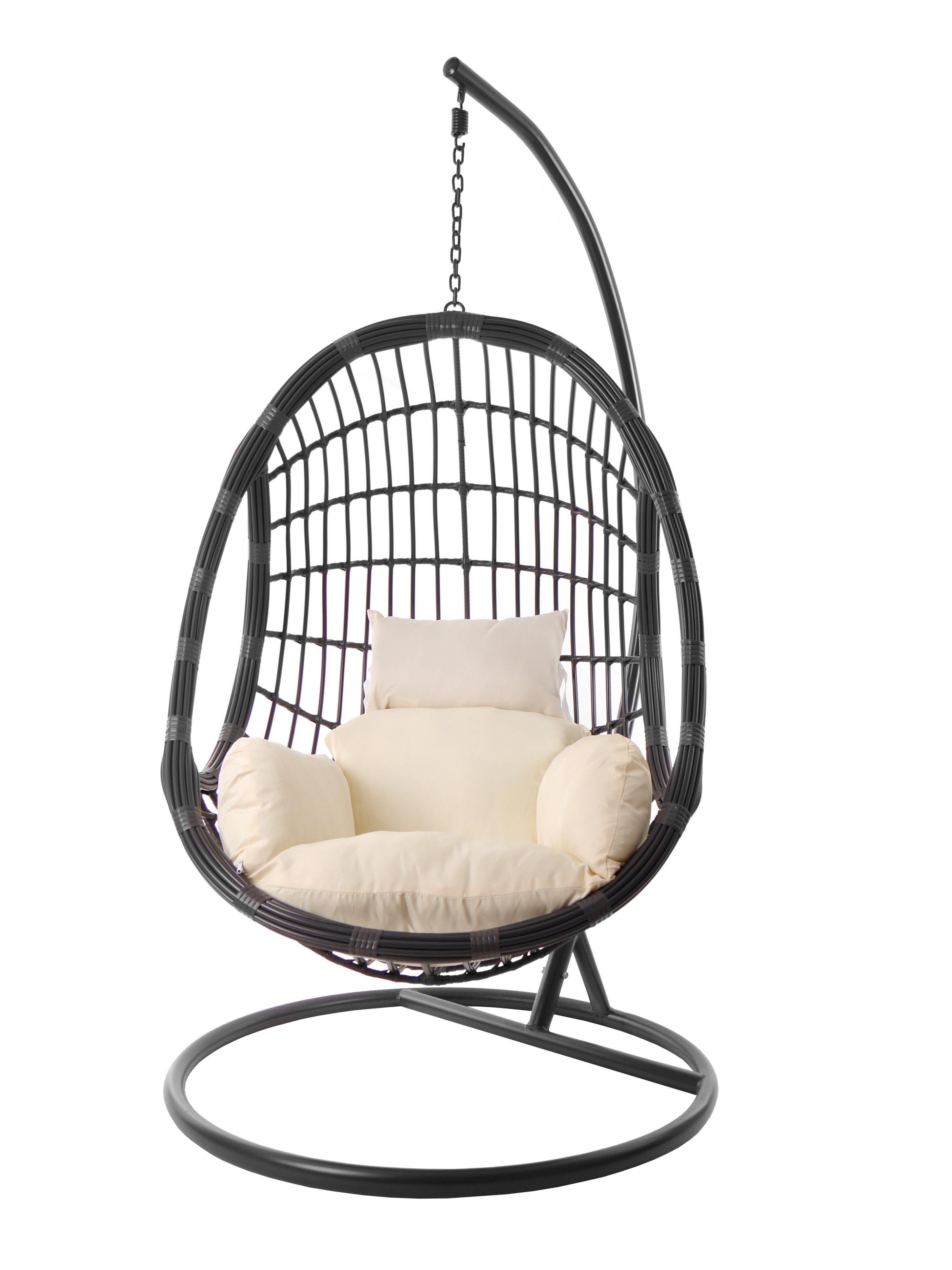 PALMANOVA (0050 farbige grau, in Hängesessel Nest-Kissen ivory) KIDEO Gestell elfenbein Hängestuhl Kissen, moderne grau, Hängesessel und mit Loungemöbel