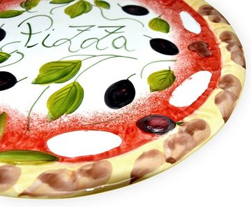 Lashuma Pizzateller Olive, (1 St), Handbemalter Servierteller Keramik Ø 33 cm