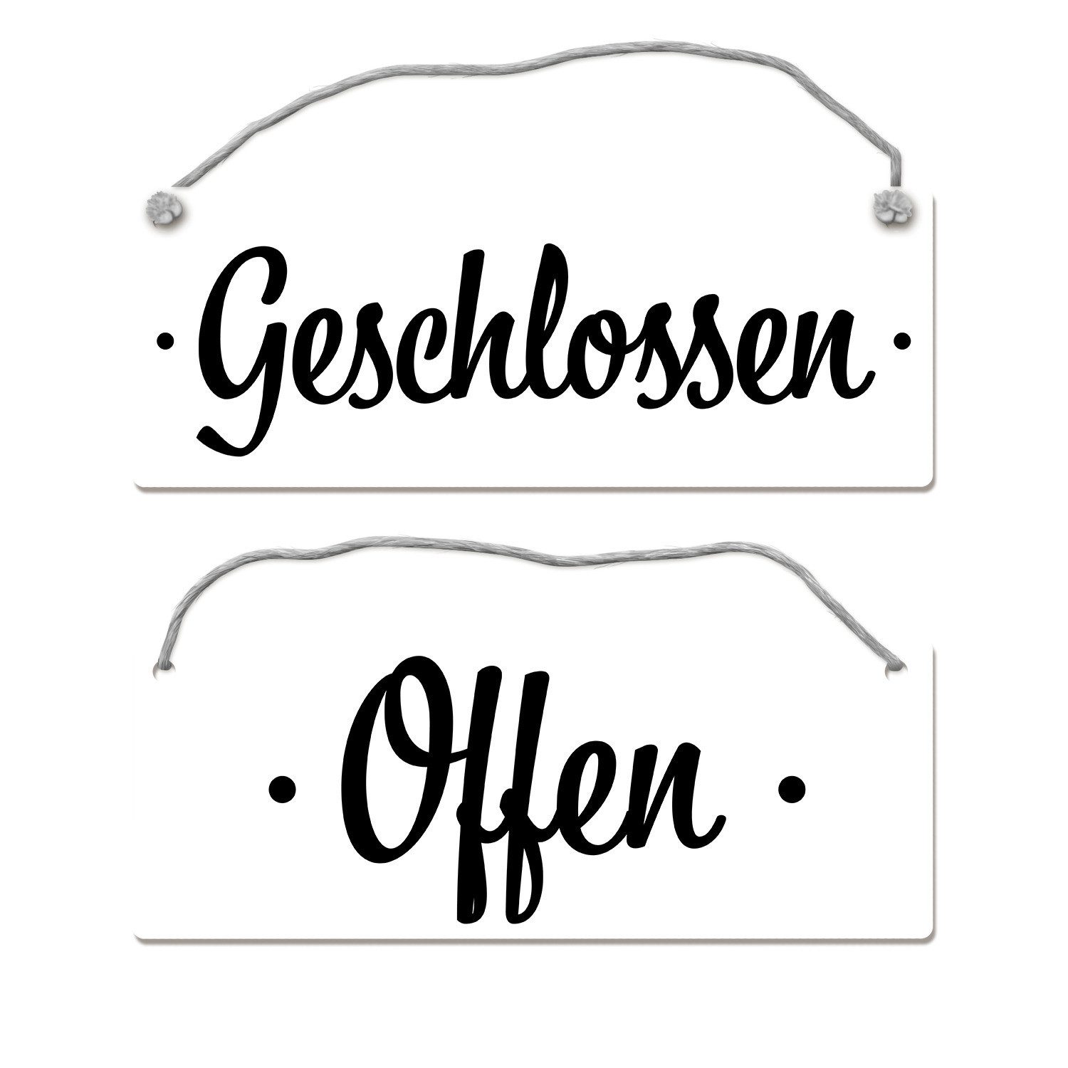 Metallschild Türe ist offen bzw. geschlossen Wendeschild mit Kordel Schild