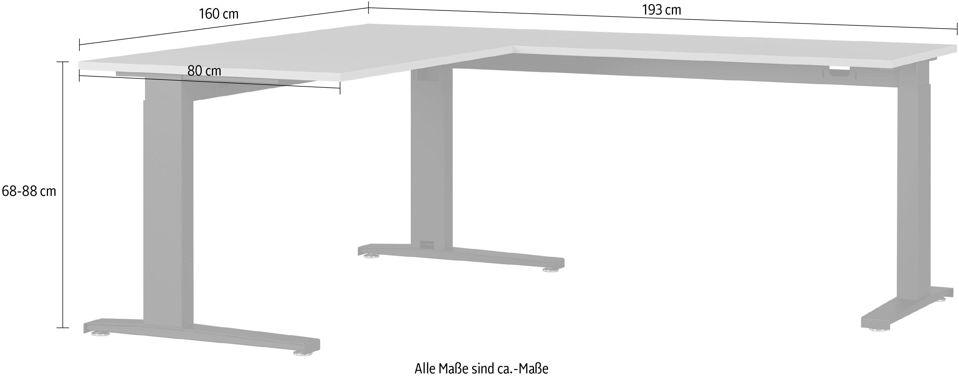 Lichtgrau/Schwarz GERMANIA | | höhenverstellbar mechanisch Schreibtisch Schwarz Lichtgrau GW-Agenda,