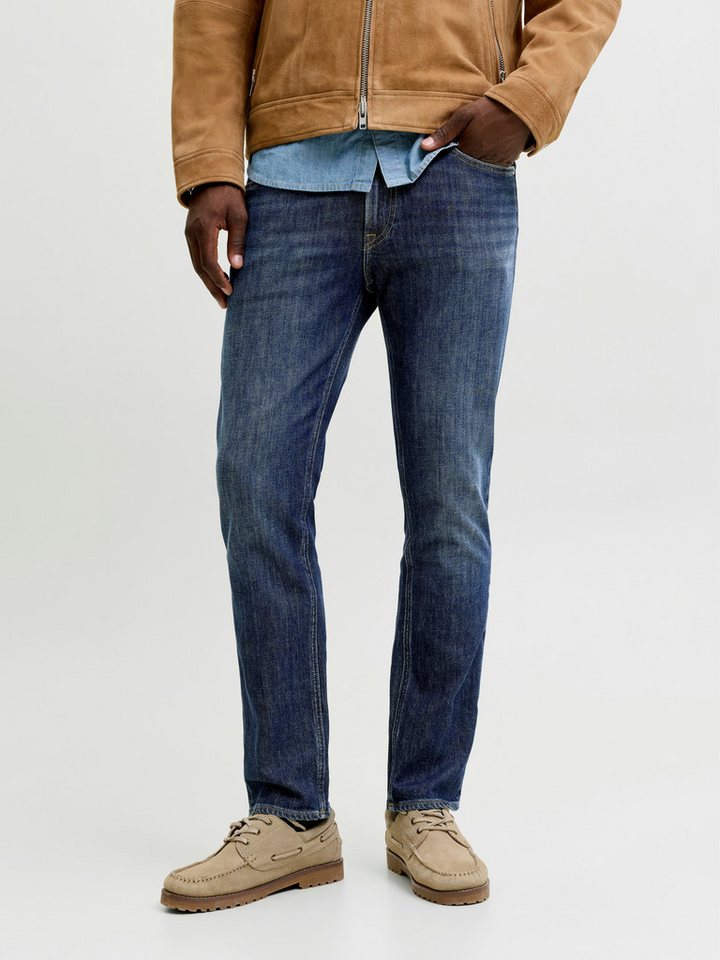 Jack & Jones Regular-fit-Jeans JJICLARK im Used-Look, Stretchkomfort und niedrige Leibhöhe Baumwollmischung, regular fit