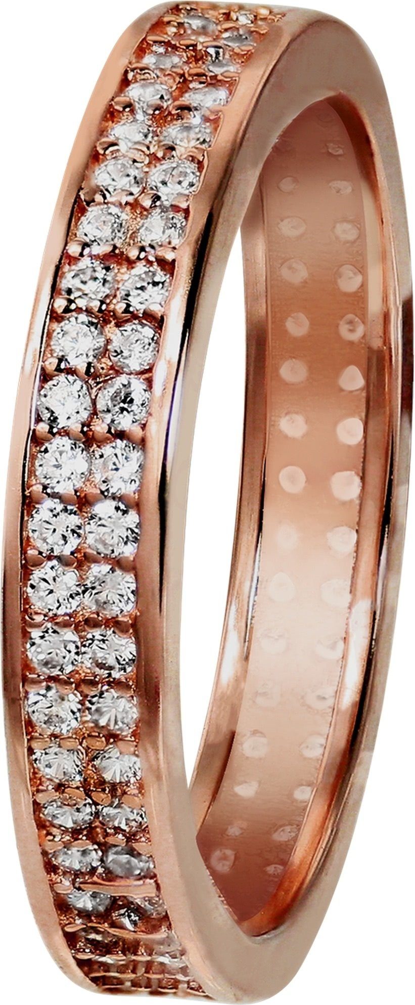 GoldDream Goldring GoldDream Damenring rosegold Zirkonia (Fingerring), Damen Ring 2-reihig Zirkonia aus 333 Rosegold - 8 Karat, Farbe: rose