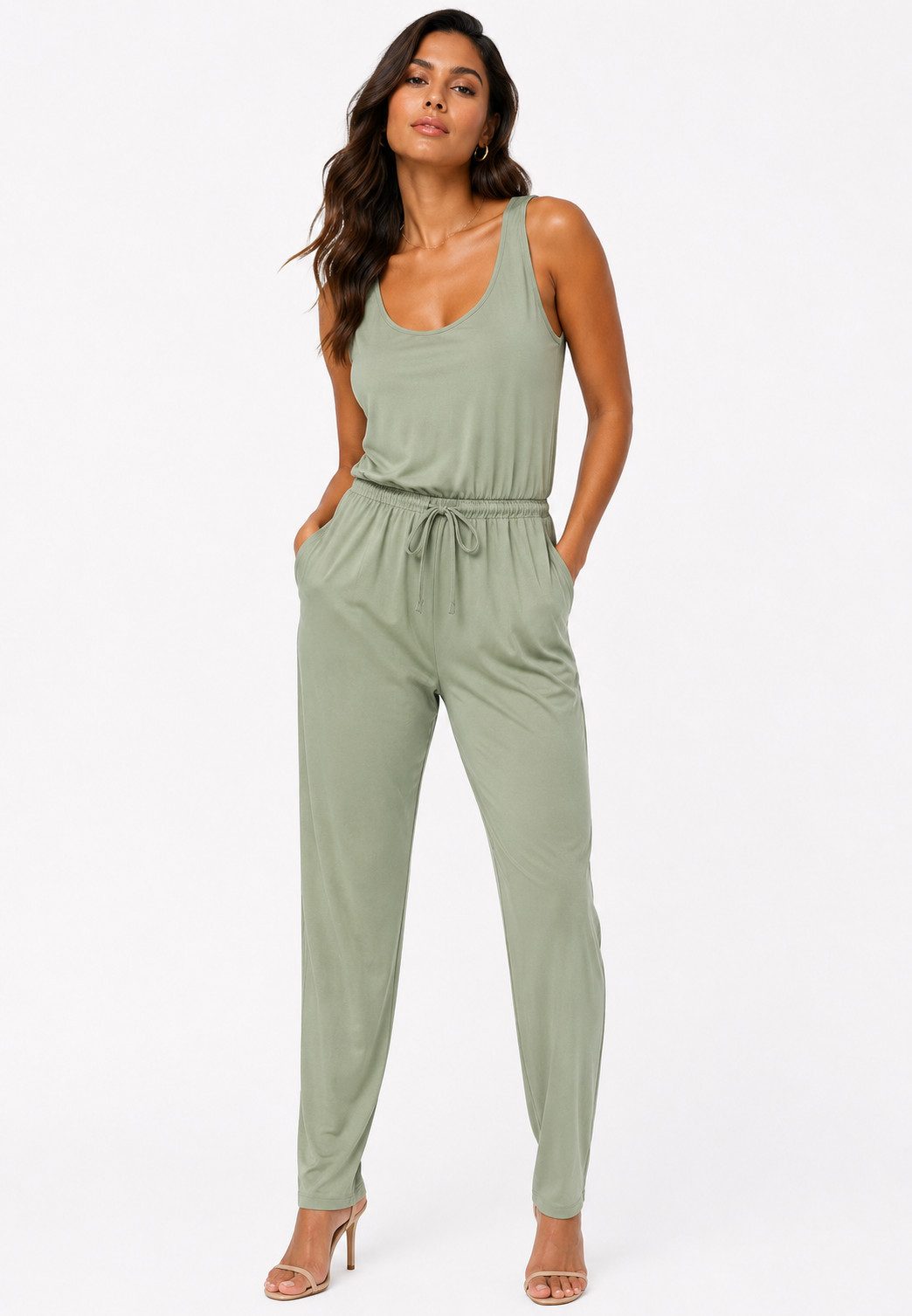 SUBLEVEL Overall Damen Overall Jumpsuit lange Hose Sommer Binde Gürtel Einteiler