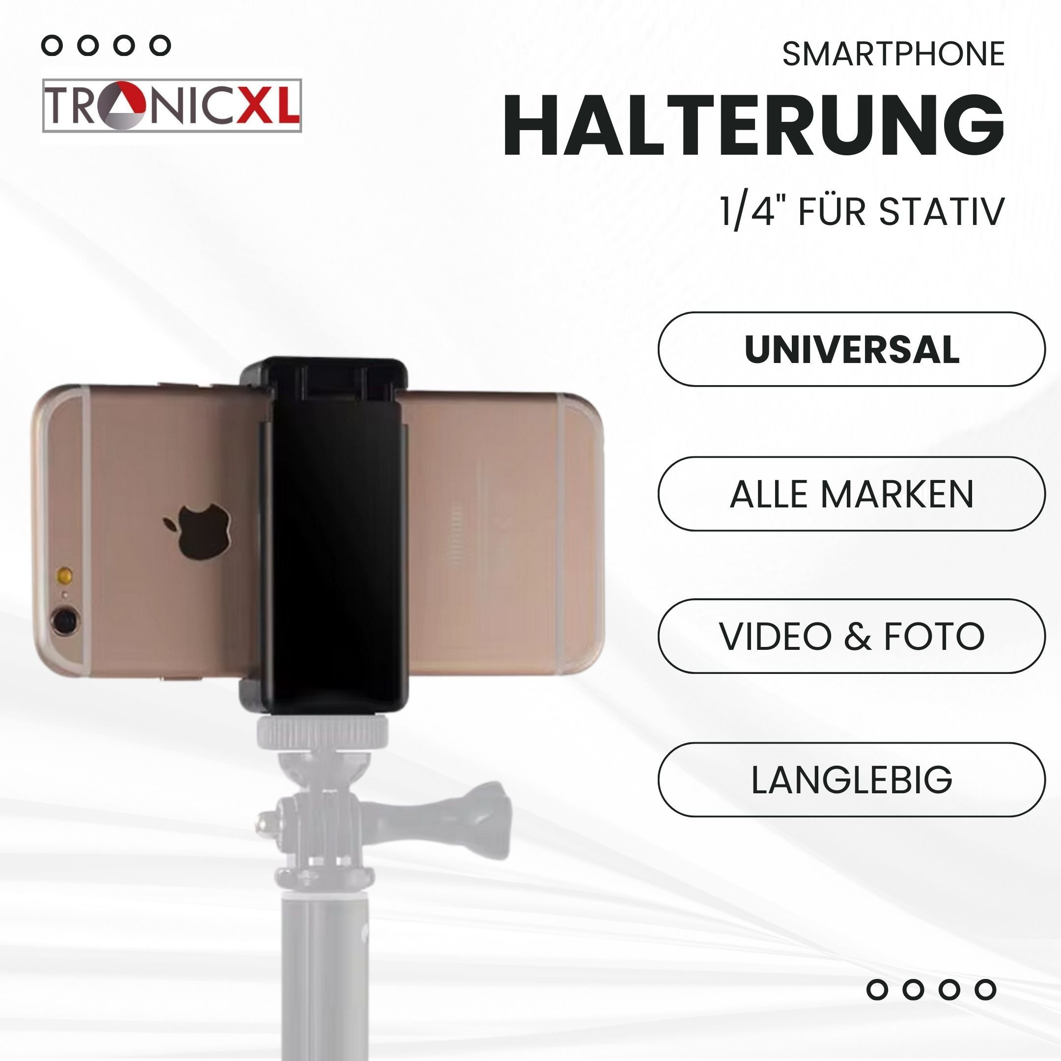 TronicXL Universal Handy Halterung Stativ Adapter Aufsatz für Smartphone iPhone Kamerastativ – Bild 5 von 5
