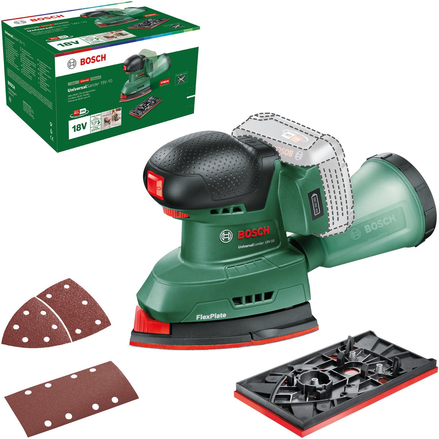 Bosch Home & Garden Akku-Multischleifer UniversalSander 18V-10 - solo, ohne Akku und Ladegerät