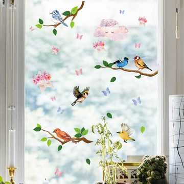 HIBNOPN Fensterdekoration 2 Fensteraufkleber Selbstklebend Kolibri und Schmetterling Dekoration