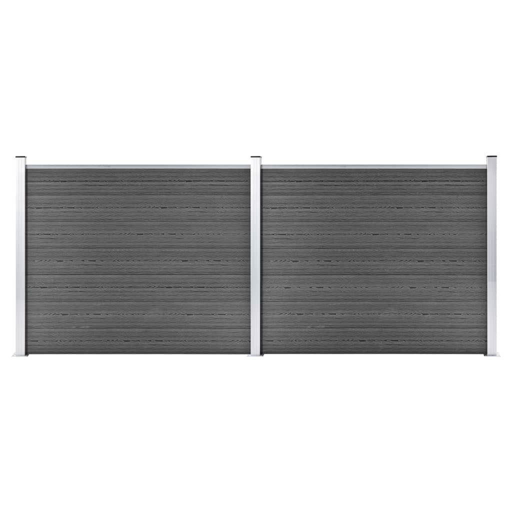 vidaXL Gartenzaun Zaunelement Set WPC 353x146 cm Schwarz, (1-St)