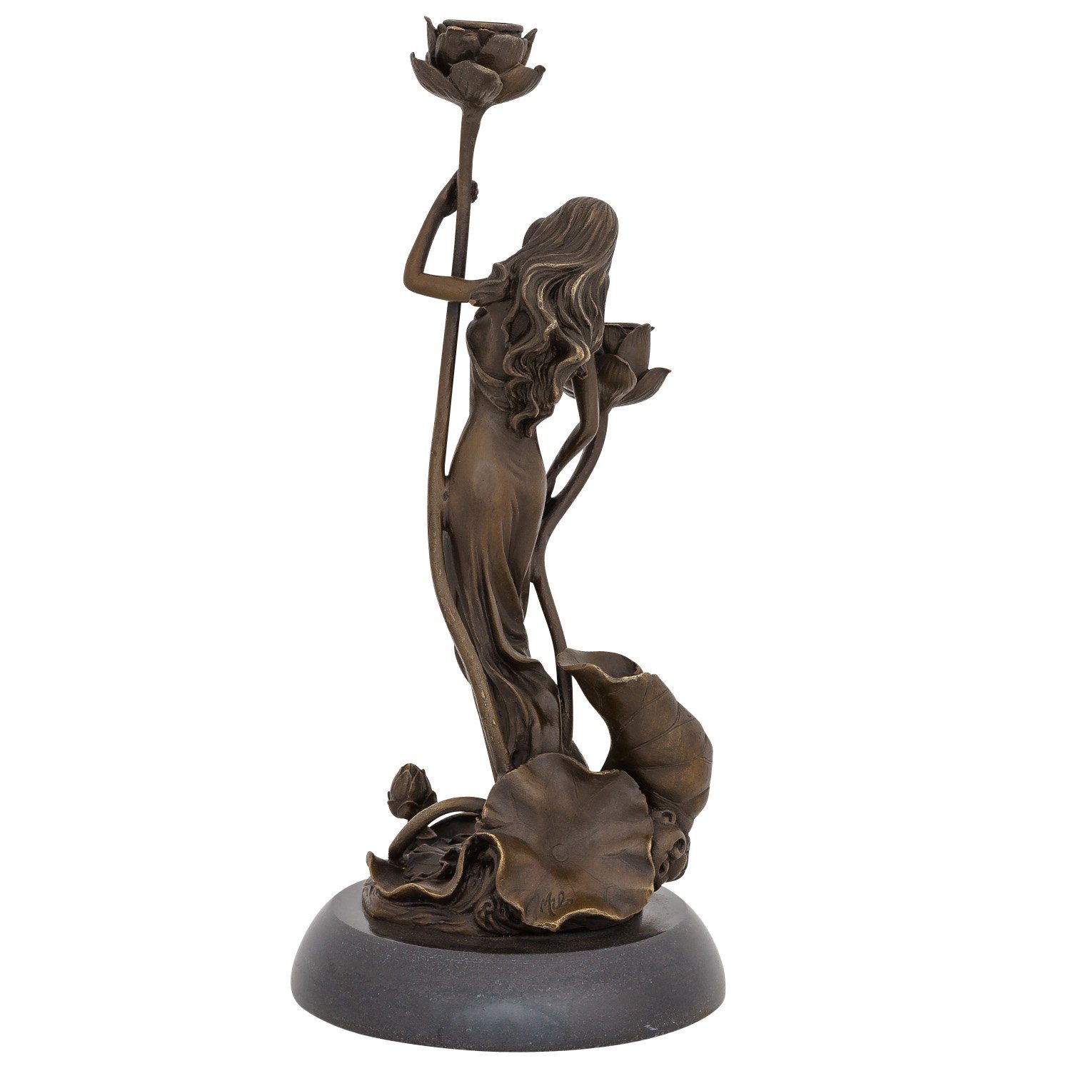 Kerzenständer Rose Bronze Figur Antik-Stil Bronzeskulptur Frau Aubaho im Kerzenständer Stat