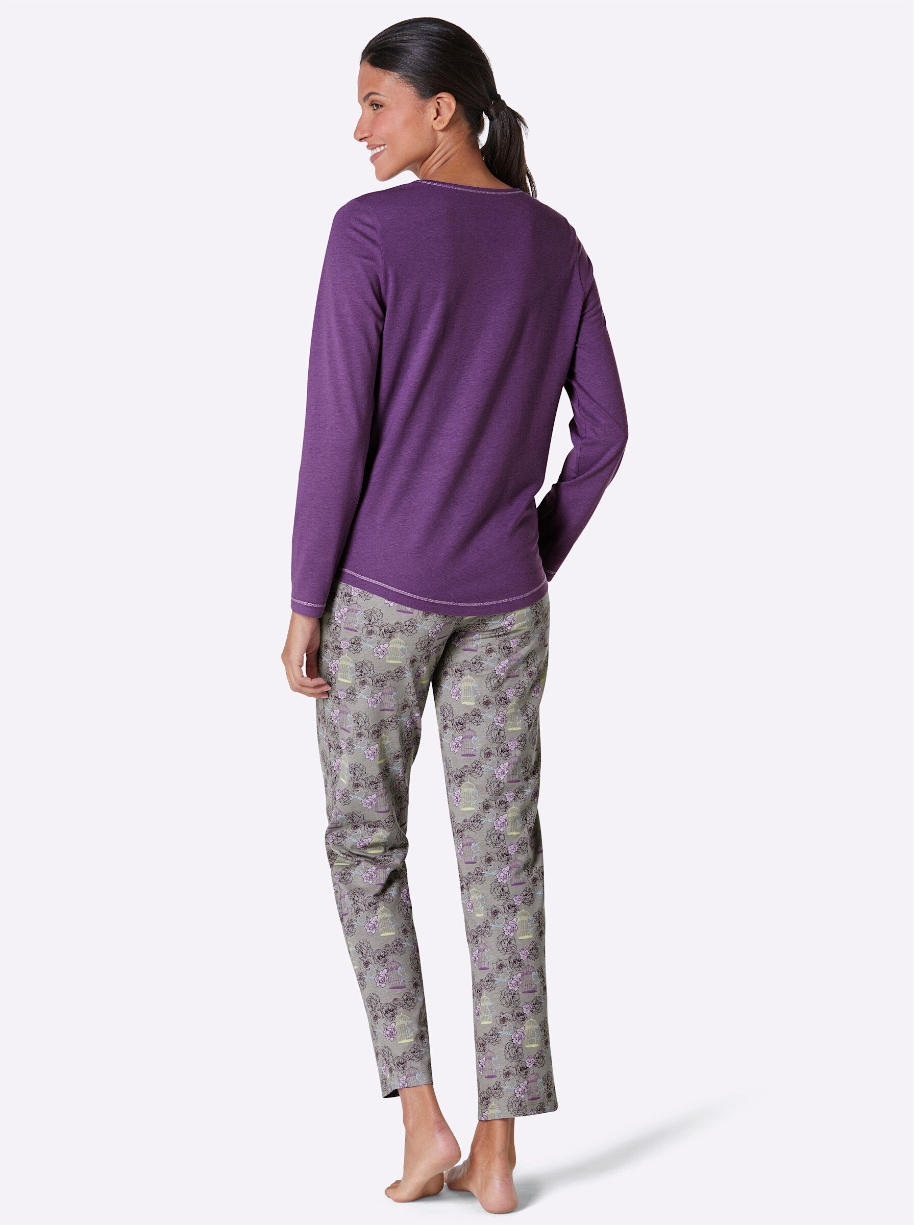 Schlafanzug lila-steingrau-bedruckt WITT WEIDEN