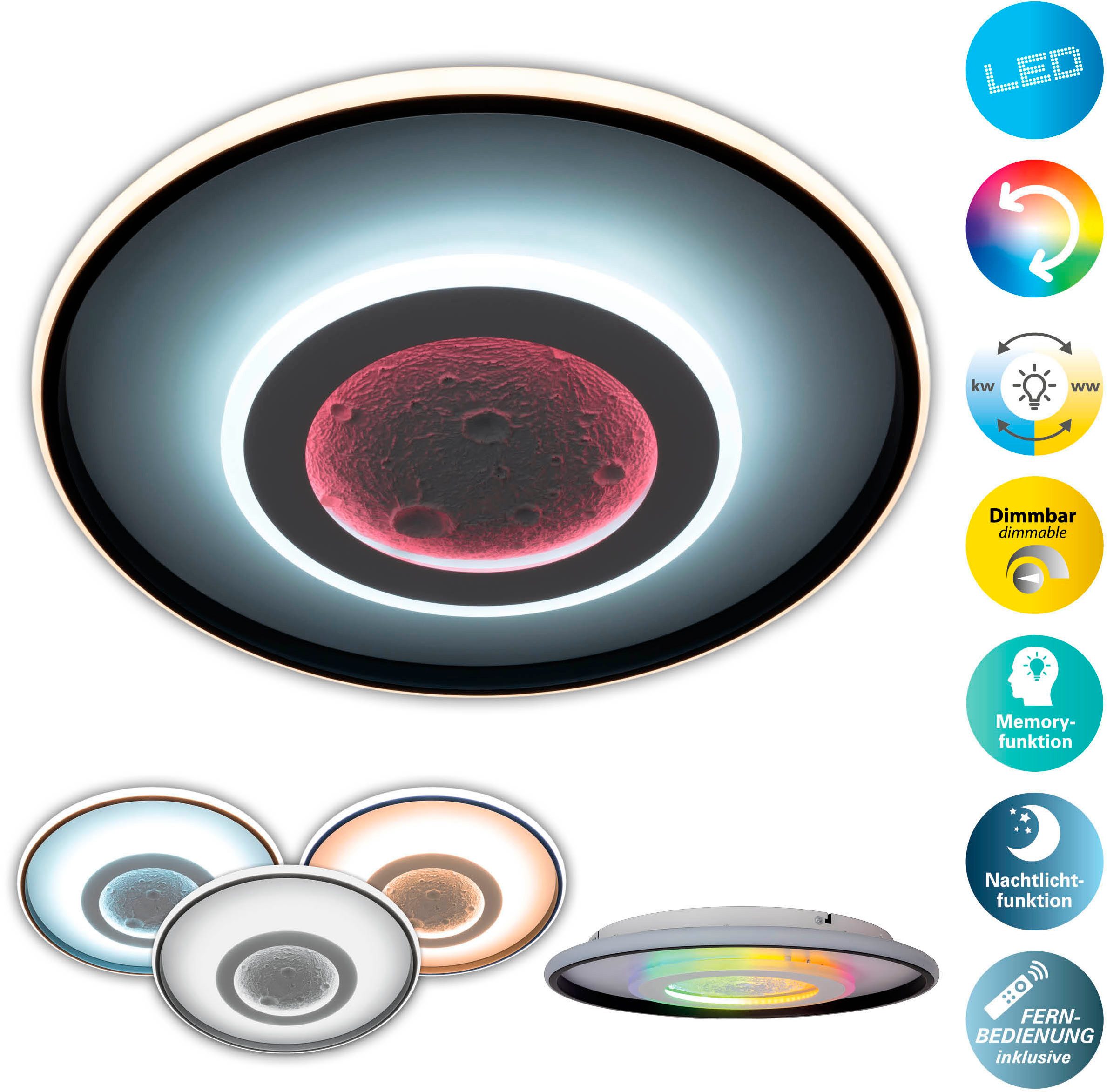 my home LED Deckenleuchte Lyra, CCT - über Fernbedienung, Dimmfunktion, Mem günstig online kaufen