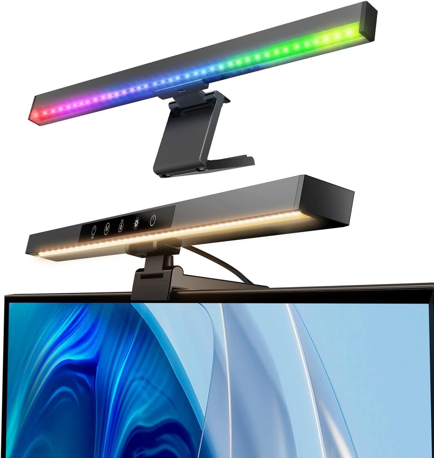 home trends Lichtleiste LED Monitor Lichtleiste RGB mit Touch Control & USB, RGB-Farbwechsel, LED fest integriert, Kaltweiß, Warmweiß, Dimmbare Bildschirmlampe mit einstellbarer Farbtemperatur