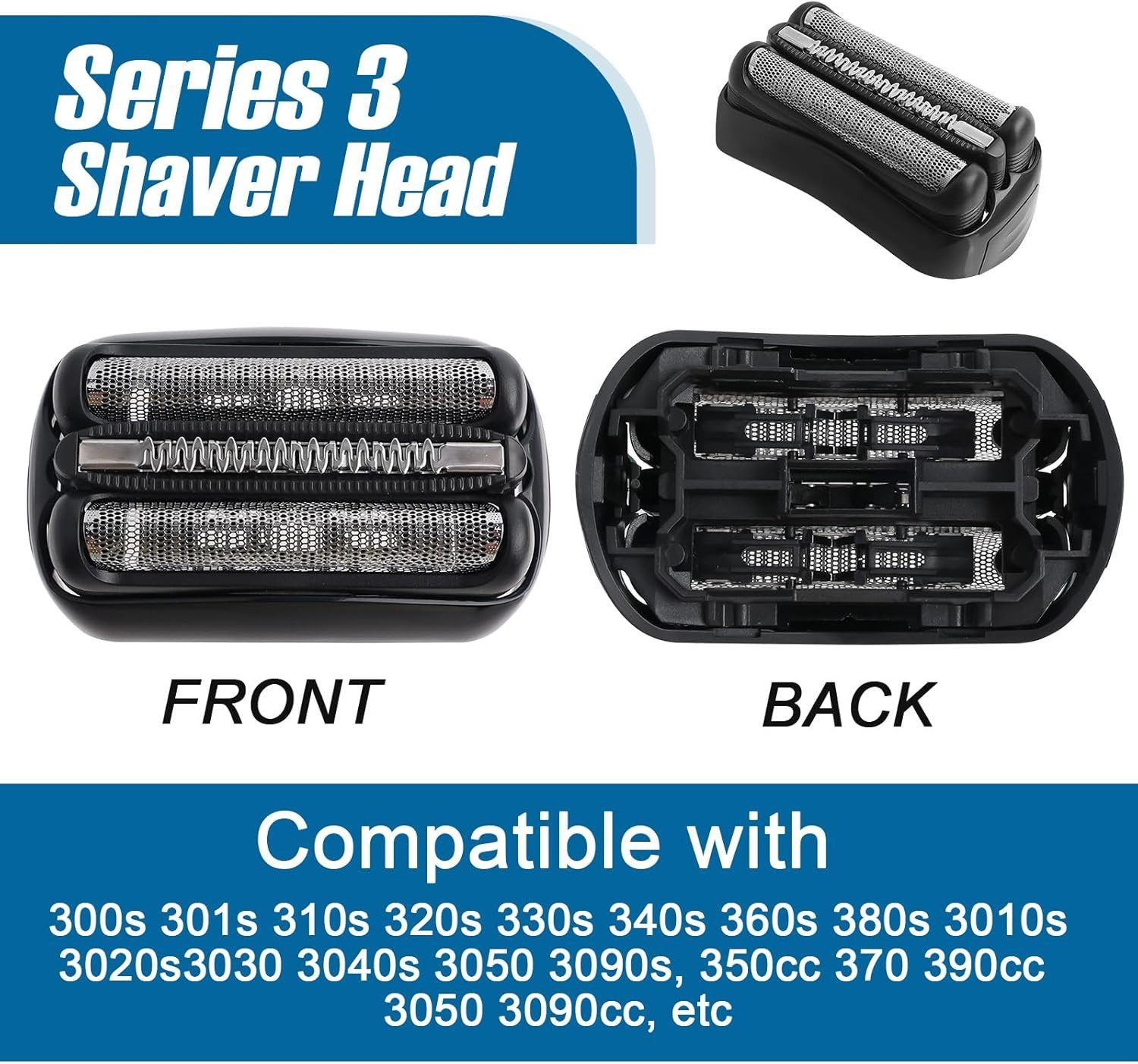 FELIXLEO Ersatzscherkopf Scherkopf 21B für Braun Series 3 3010S 3040S 3050CC 3080S 300S 310S, 2 St.