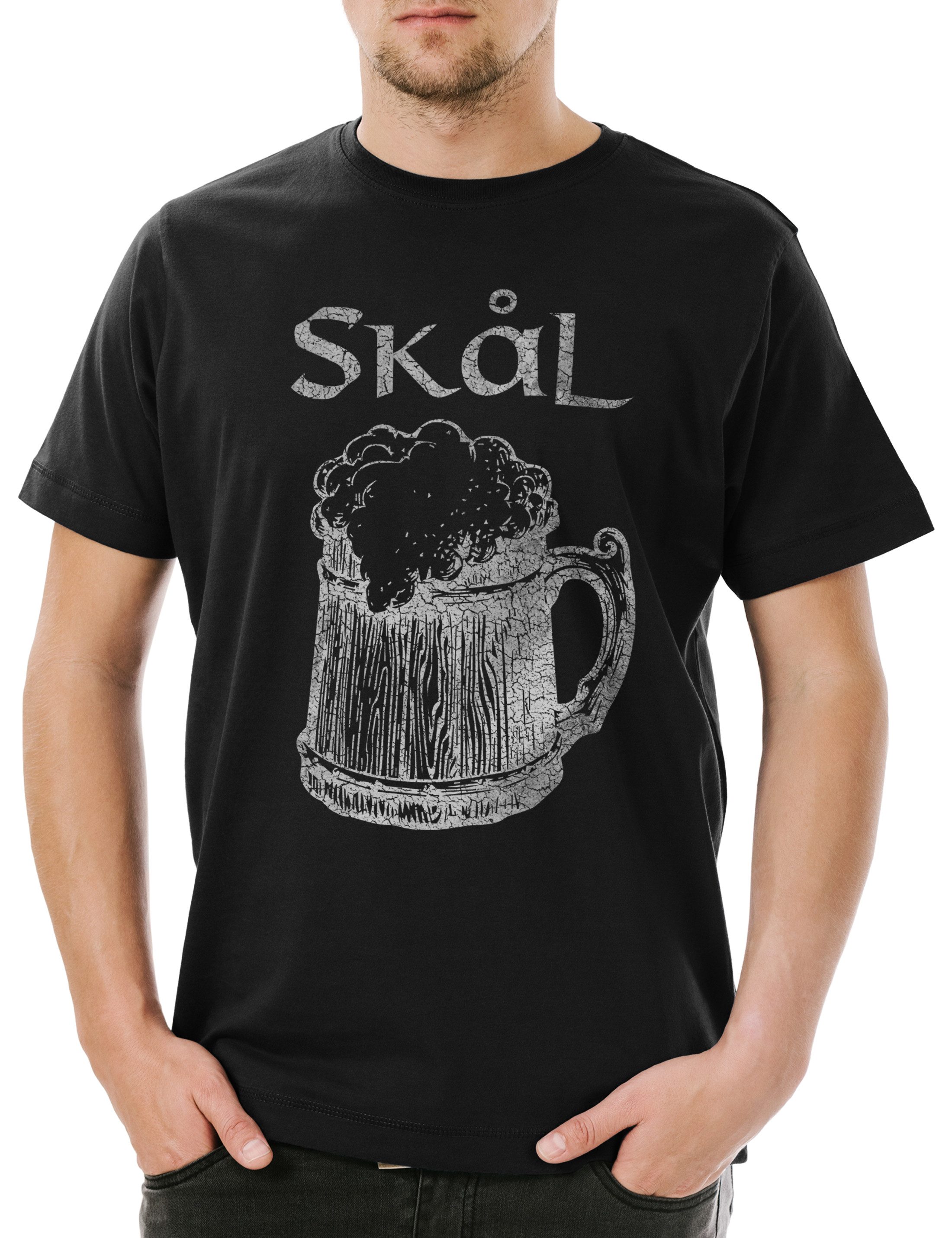 Urban Backwoods Print-Shirt Skal II Herren T-Shirt Trinkhorn Wikinger Drink günstig online kaufen