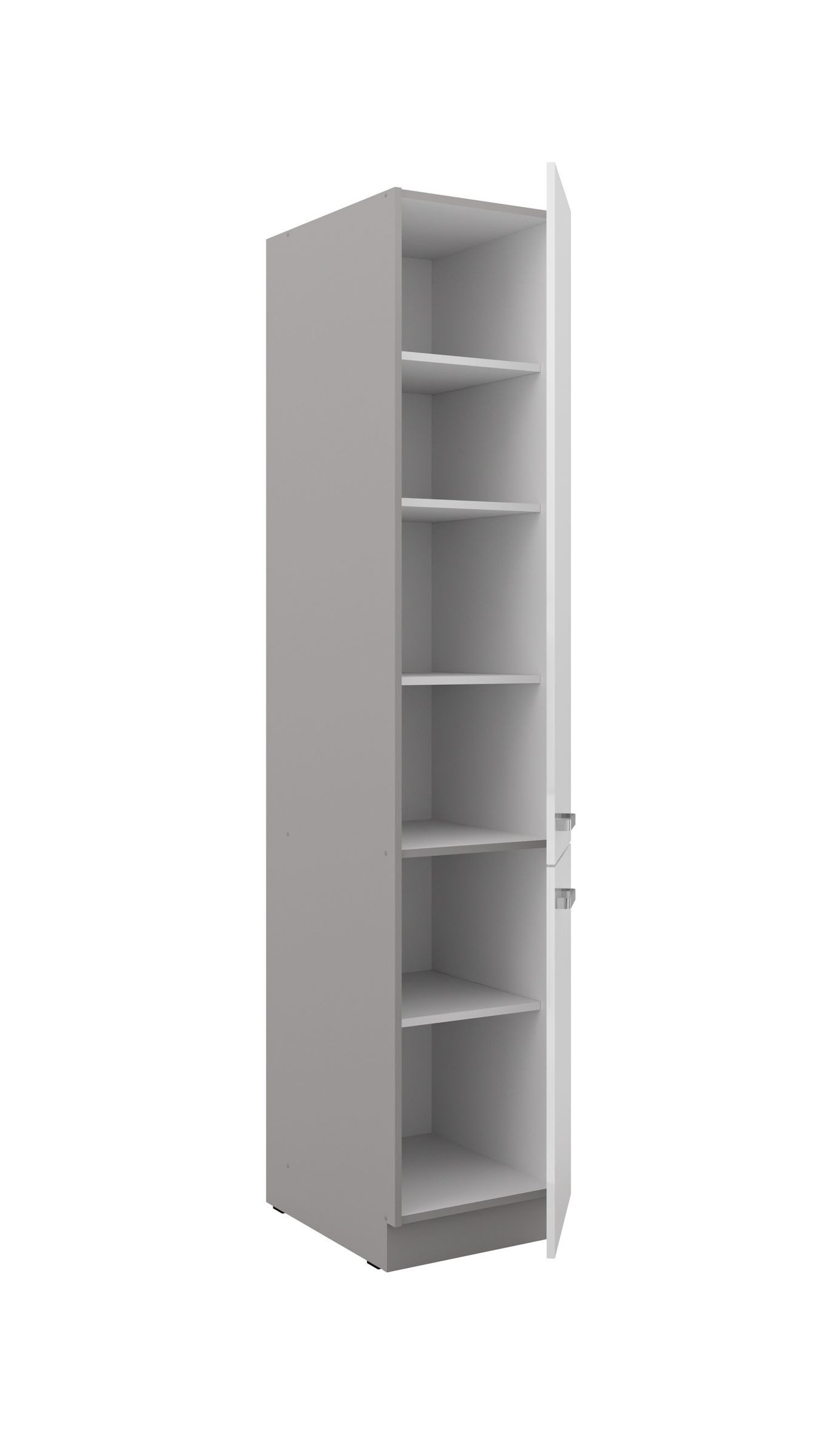 Küchen-Preisbombe Hochschrank 40 cm Küche Bianca Weiß Hochglanz + Grau Küchenzeile Küchenblock – Bild 2 von 5