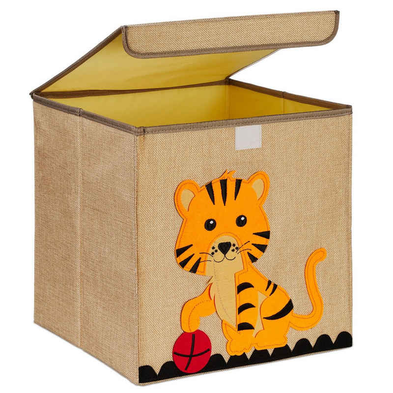 relaxdays Aufbewahrungsbox Aufbewahrungsbox für Kinder, Tiger