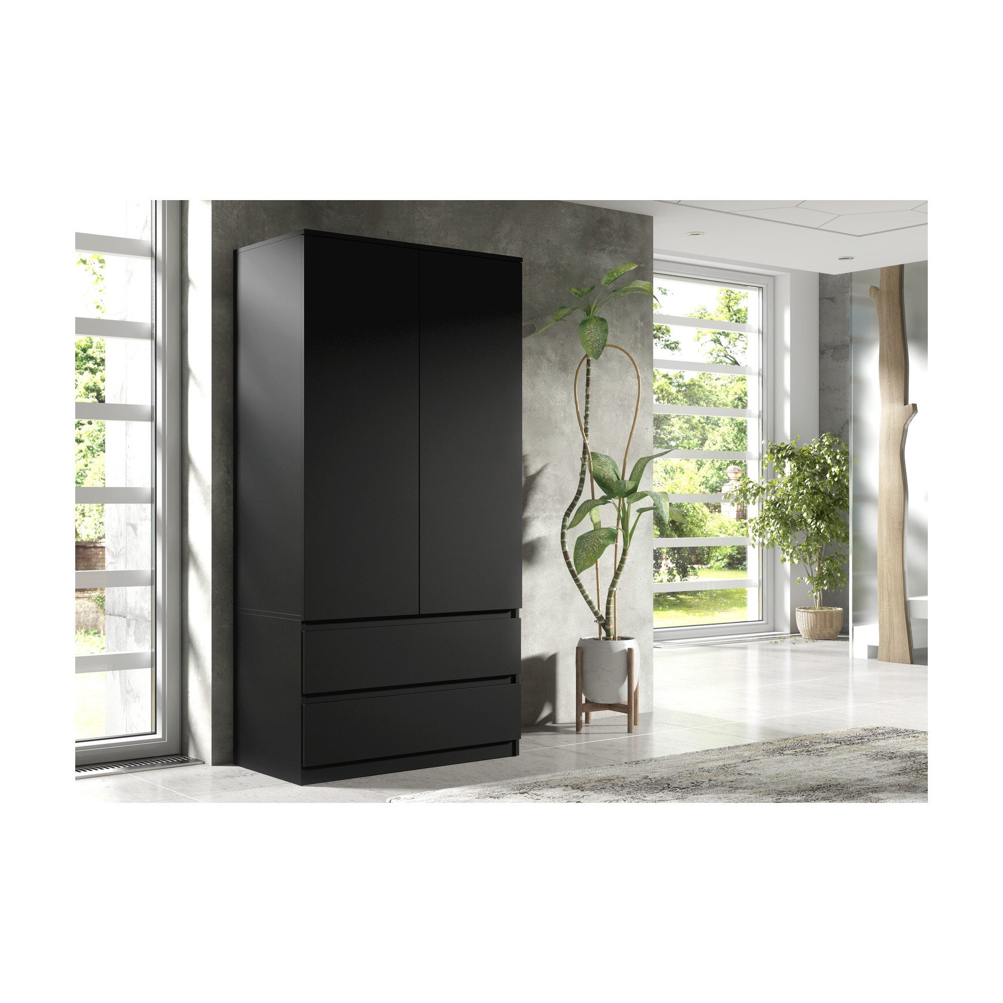 Raumhirsch Furniture Kleiderschrank Garderobenschrank, Drehtürenschrank, Schrank mit viel Stauraum (Maße: 90 x 50 x 180 cm (2 Türen, 2 Schubladen), viele Farbvarianten) Klassischer Stil, großzügiger Stauraum, Einfache Montage