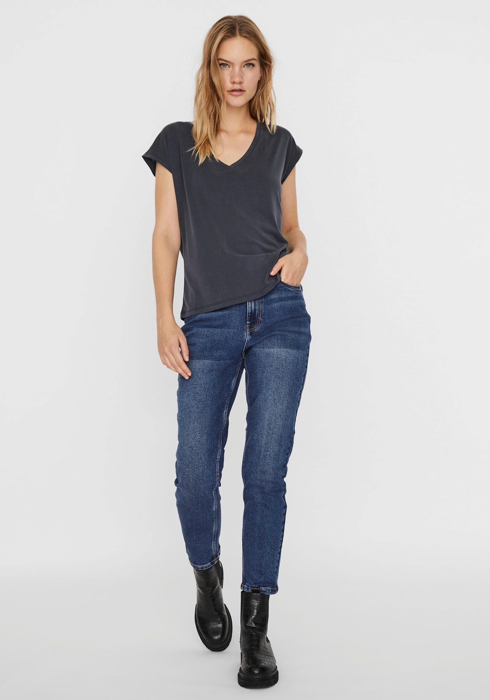 Vero Moda V-Shirt VMFILLI SS V-NECK TEE GA NOOS Materialmix, relaxed fit