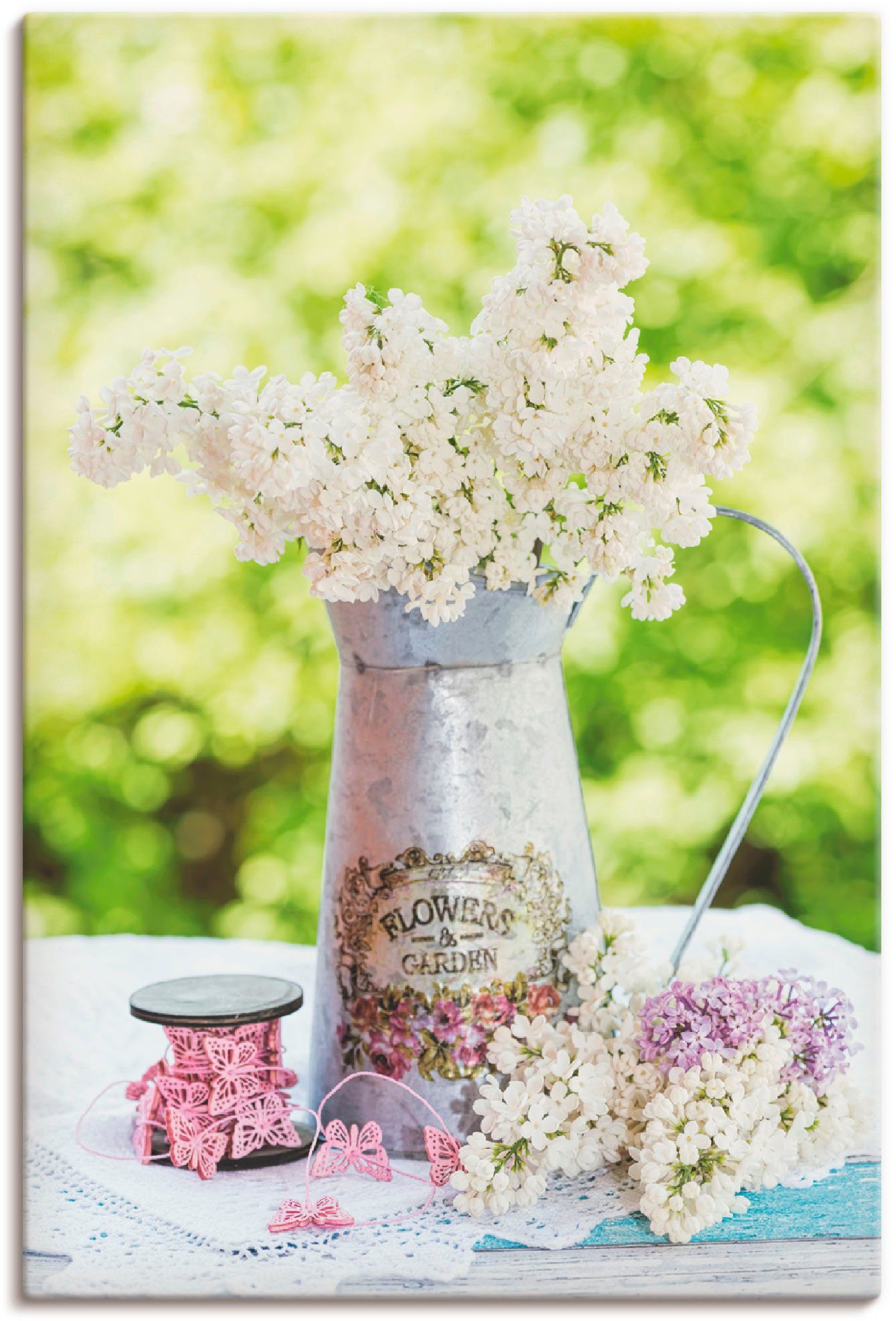 Artland Wandbild Flieder und Shabby Chic Stillleben, Blumen (1 St), als Alubild, Outdoorbild, Leinwandbild, Плакат, Wandaufkleber