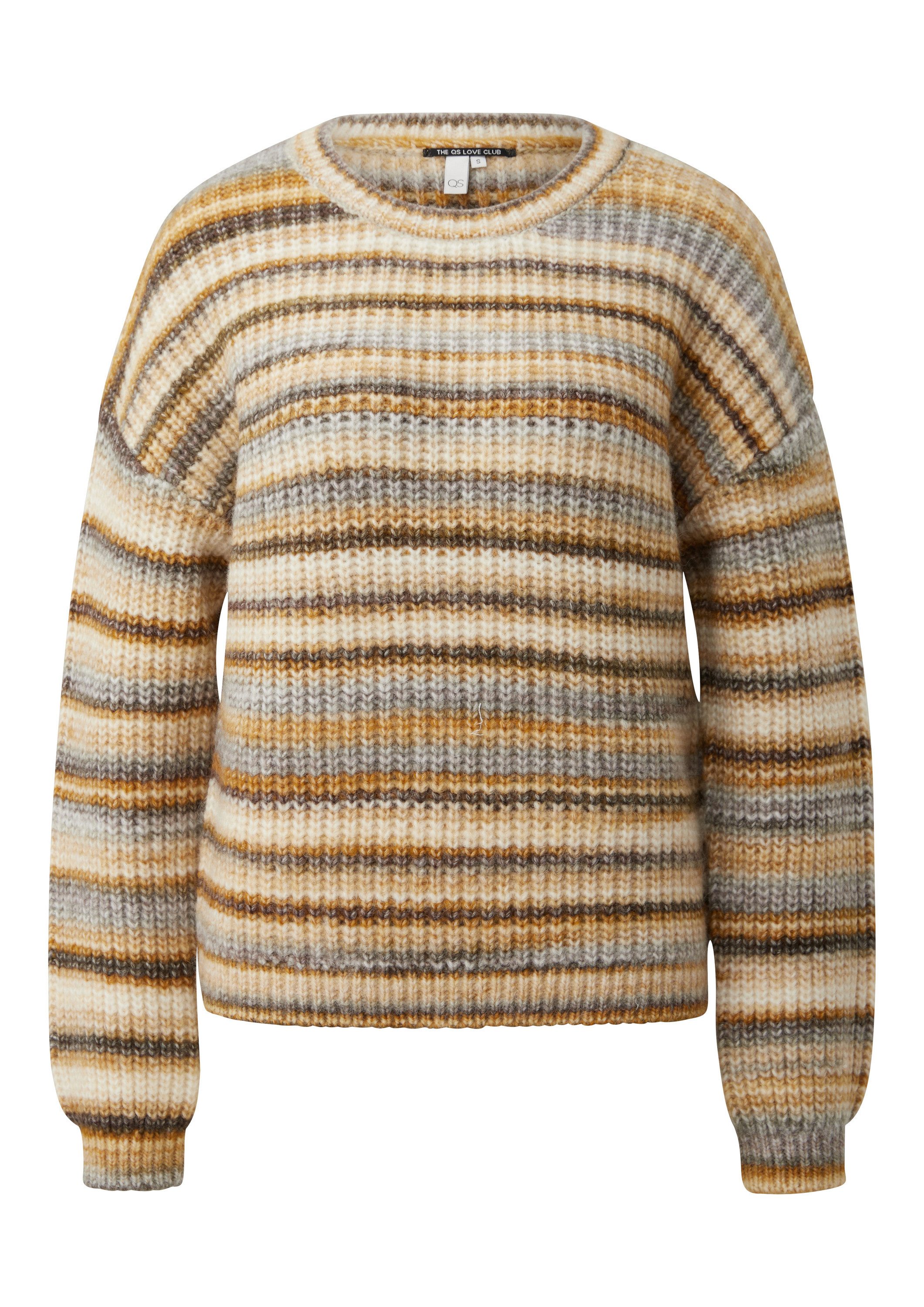 QS Longpullover Strickpullover Weicher Pullover in bunter Multimelange Optik