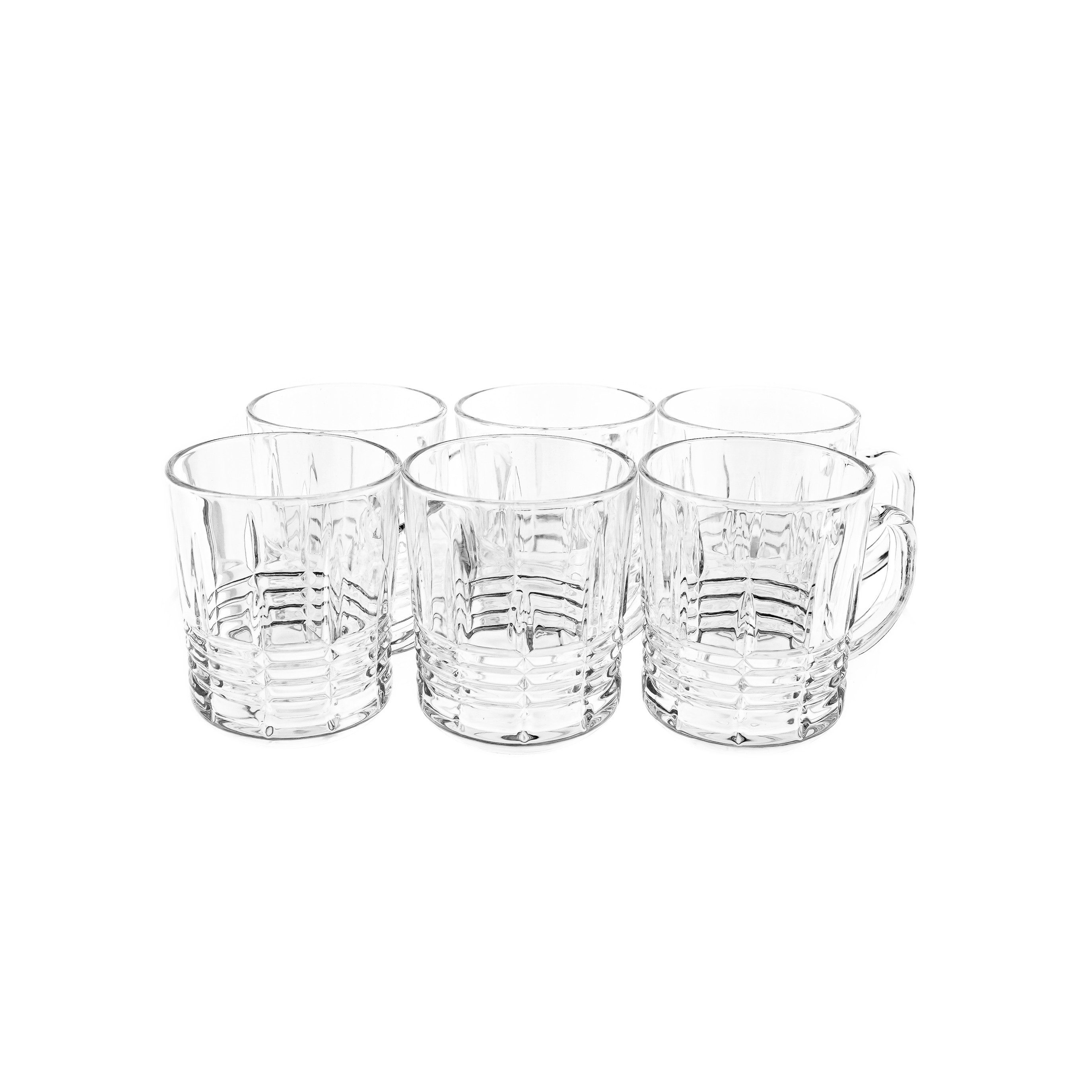 Sunay Gläser-Set 6er Set Henkelgläser mit dekorativem Linienmuster, 240 ml, 6-tlg., Glas