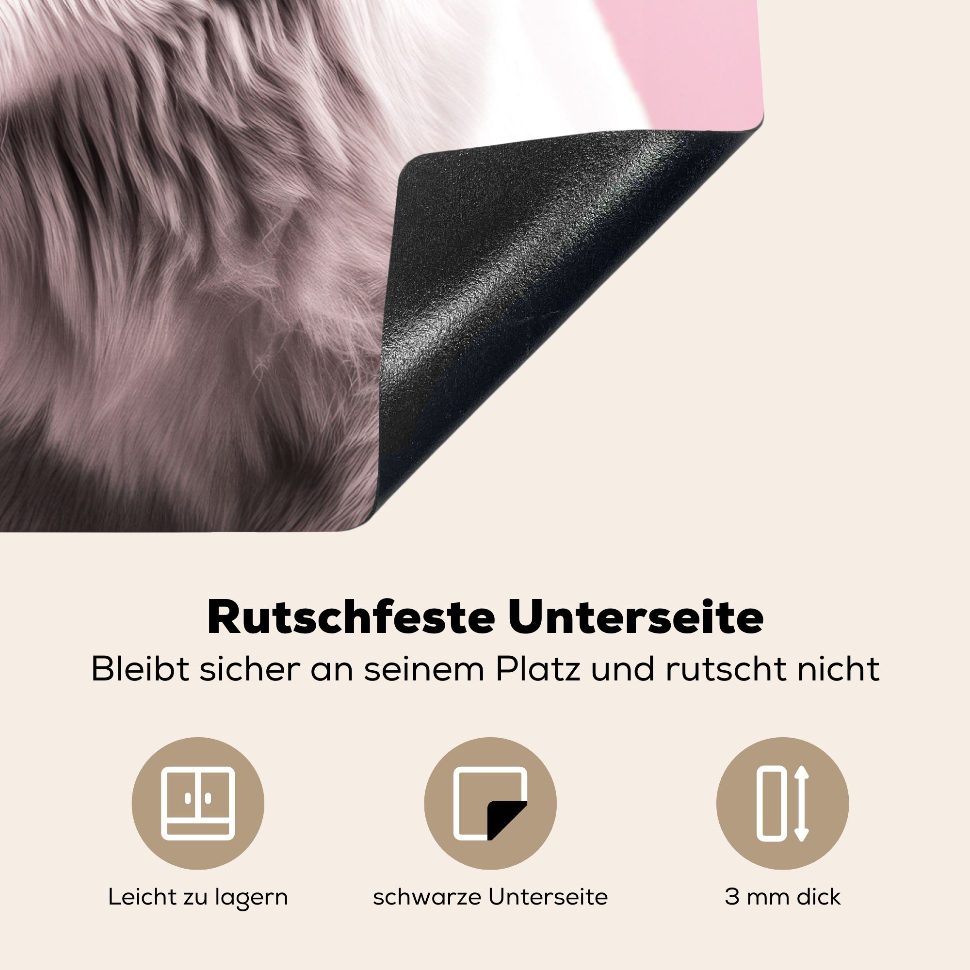MuchoWow Herdblende-/Abdeckplatte Tiere Rosa Bär Vinyl, - nutzbar, Albino, cm, Porträt - tlg), 60x52 - Mobile Arbeitsfläche (1 Ceranfeldabdeckung 