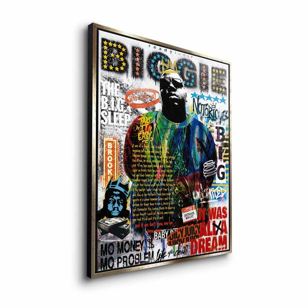 DOTCOMCANVAS® Leinwandbild, Leinwandbild The Notorious Smalls silberner Pop B.I.G. 2pac collage Art Biggie Rahmen