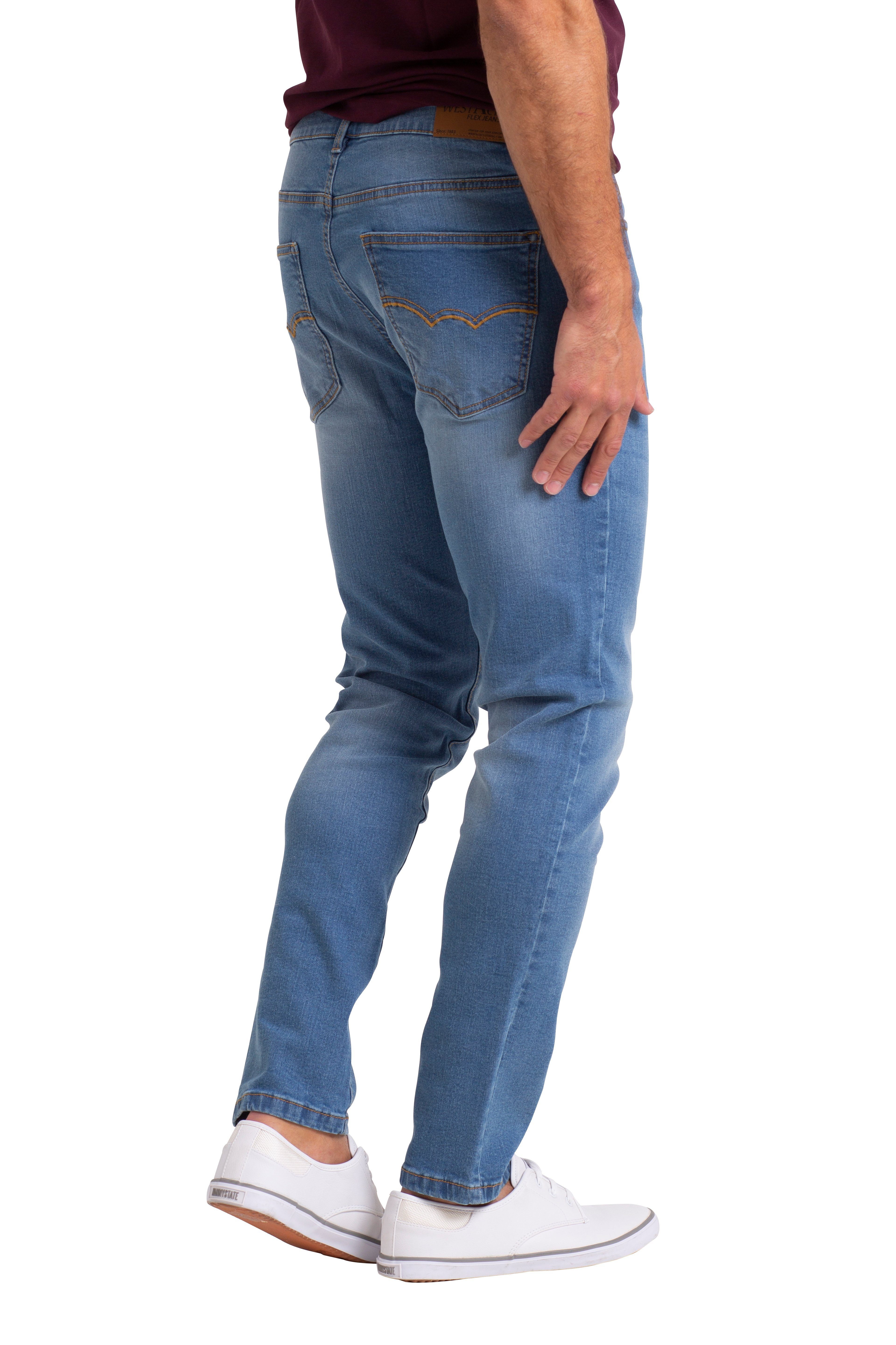 Schlanke Passform Stretch Slim-fit-Jeans BlauerHafen Denim strecken Hellblau Dünn Hose Jeans Denim Herren